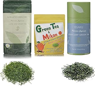 Issaku, Gokuzyo Aracha and Powder Green Tea with Mikan orange from Japanese Green Tea Co – Great healthy Option - Non-GMO...