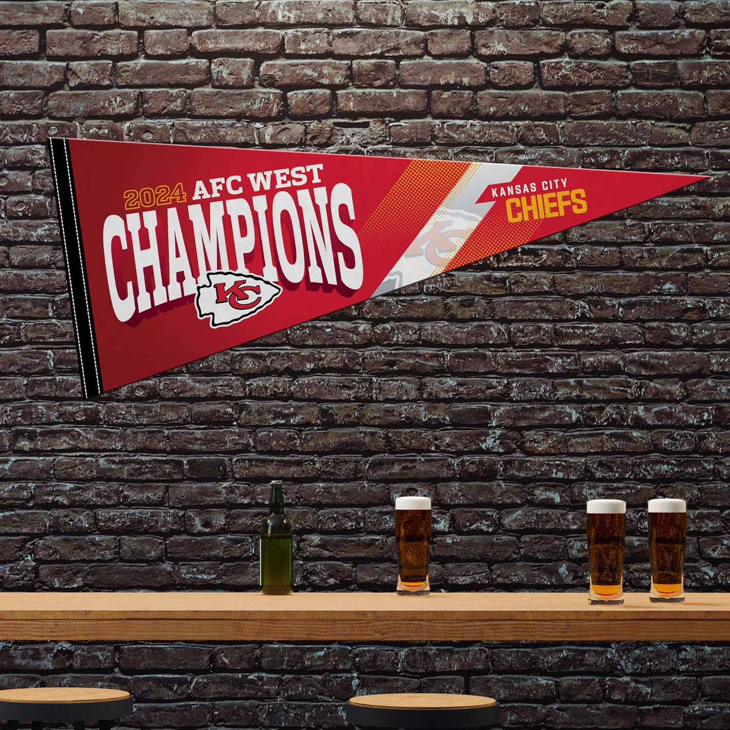 Rico Industries NFL Football Kansas City Chiefs 2024-25 AFC West Champions 12" x 30" Felt Wall Décor Pennant - Great for Home/Bed Room/Man Cave Décor - Image 2