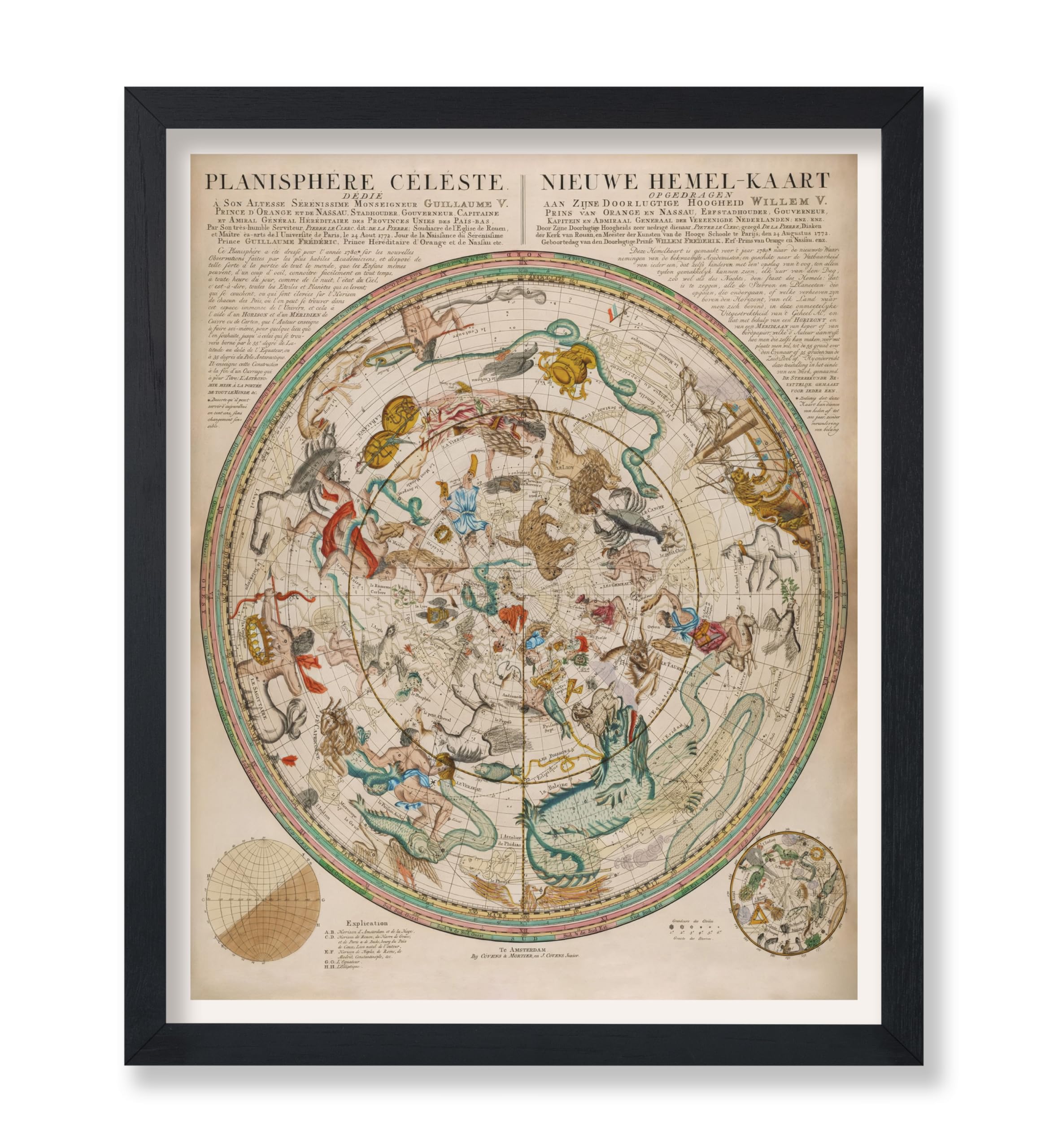 Poster Master Celestial Poster - Atlas Coelestis Plate 27-8x10 UNFRAMED Wall Art - Vintage Zadiac Signs Print - Gift for Astronomy, Lunar Fans -