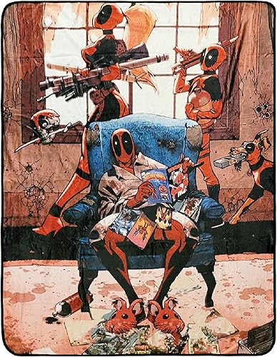 Bazillion Dreams Marvel Deadpool Family - Manta de forro polar más suave y cómoda para adultos y niños, mide 60 x 45 pulgadas