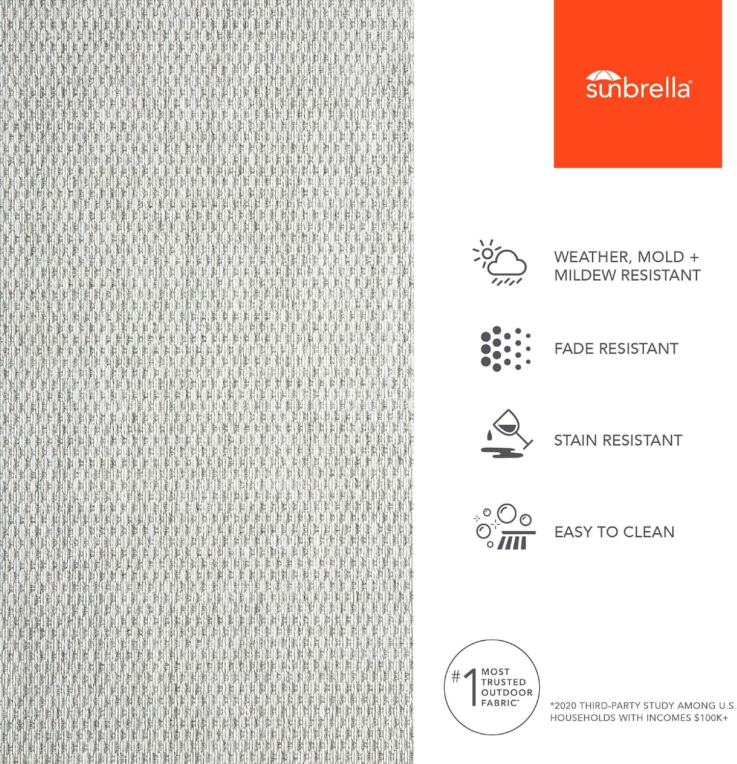 Sunbrella Outdoor Fabric by The Yard | Pique Cloud (Textured) | Official Sunbrella Seller | Indoor or Outdoor Upholstery Fabric for Chairs, Cushions, Drapery, Pillows, Furniture