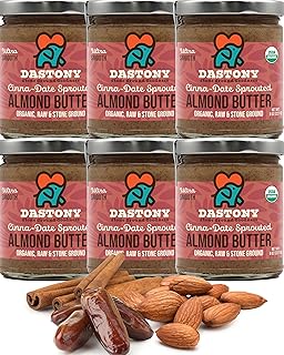 Dastony Cinna-Date Sprouted Almond Butter - Raw Almond Butter - 8 oz, Pa...