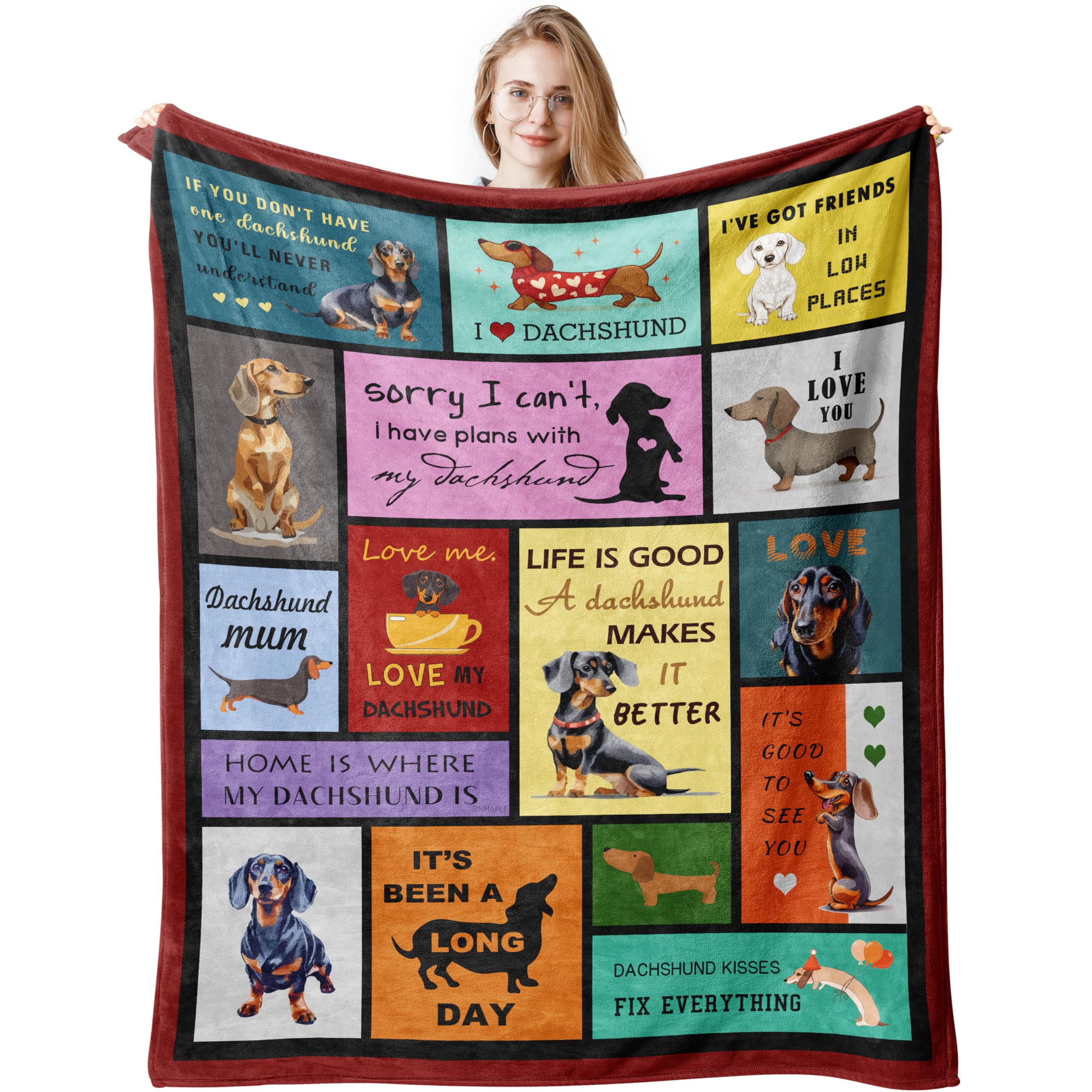 Regalos de perro salchicha para mujeres, regalos de perro salchicha, manta de perro salchicha, 150 x 130 cm