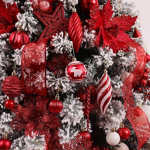 Miniatura 5 de 100ct Christmas Ball Ornaments Set - Assorted Shatterproof Hanging Tree Ornament Set with Reusable Hand-held Gift Package for Xmas Tree Holiday
