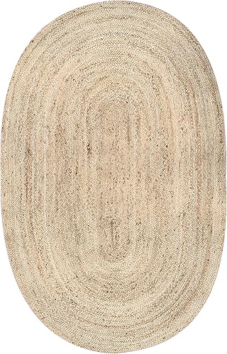 Miniatura 3 de nuLOOM Rigo - Alfombra rústica de yute, tejida a mano, ovalada de 8 x 10pies, color natural