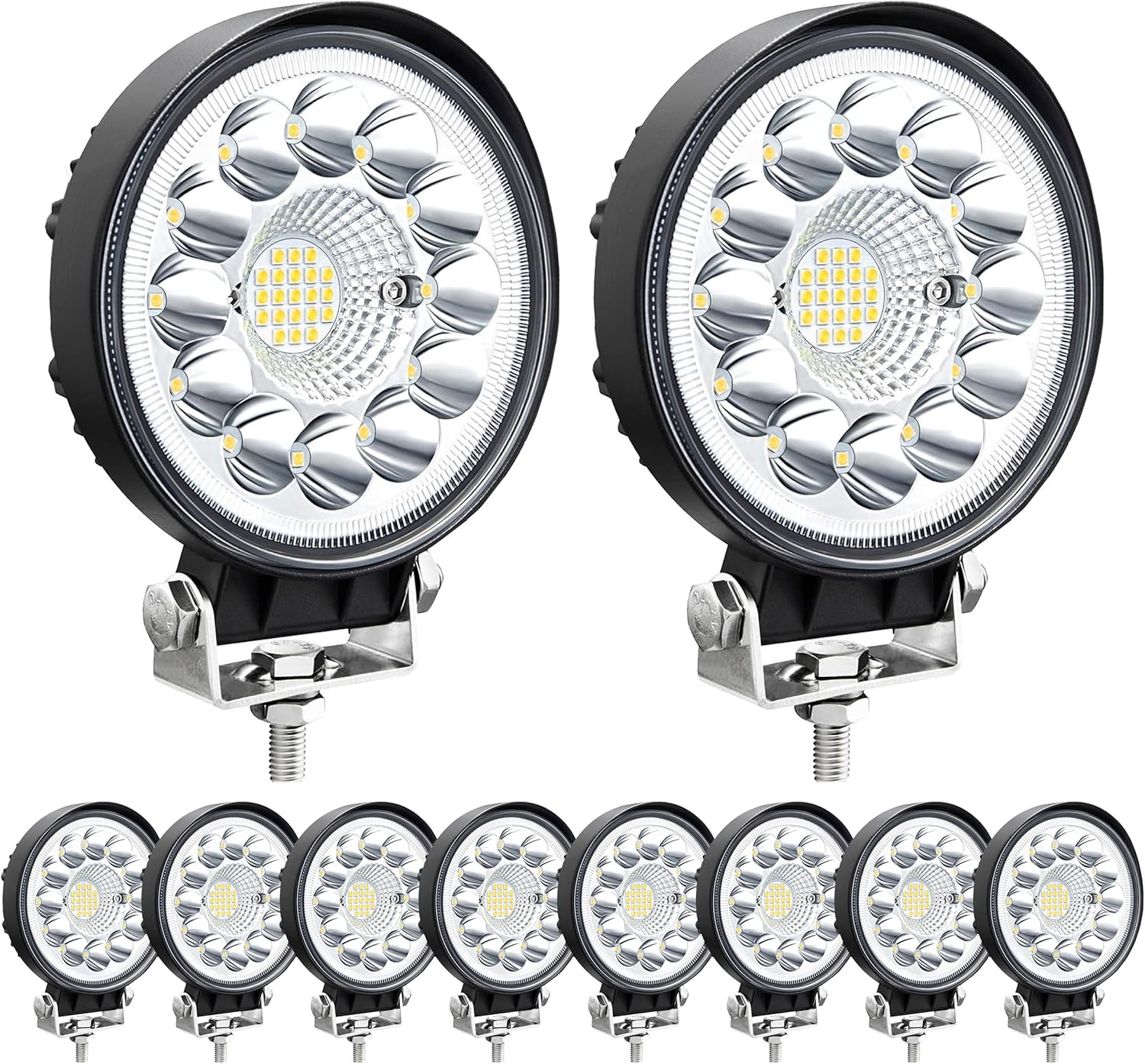 4 Inch Round LED Off Road Lights, Spot Beam LED Work Lights for Truck 240W 20000LM, 12V 24V Waterproof Boat Lights, Offroad Driving Lights for Van SUV ATV UTV RV Golf Cart