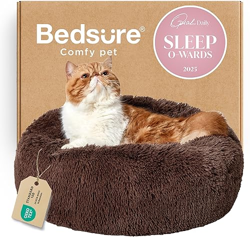 Miniatura 82 de Bedsure - Cama calmante para perros medianos, lavable, mediana, con forma de dona, antideslizante, afelpada, esponjosa, pelo sintético, para gato,