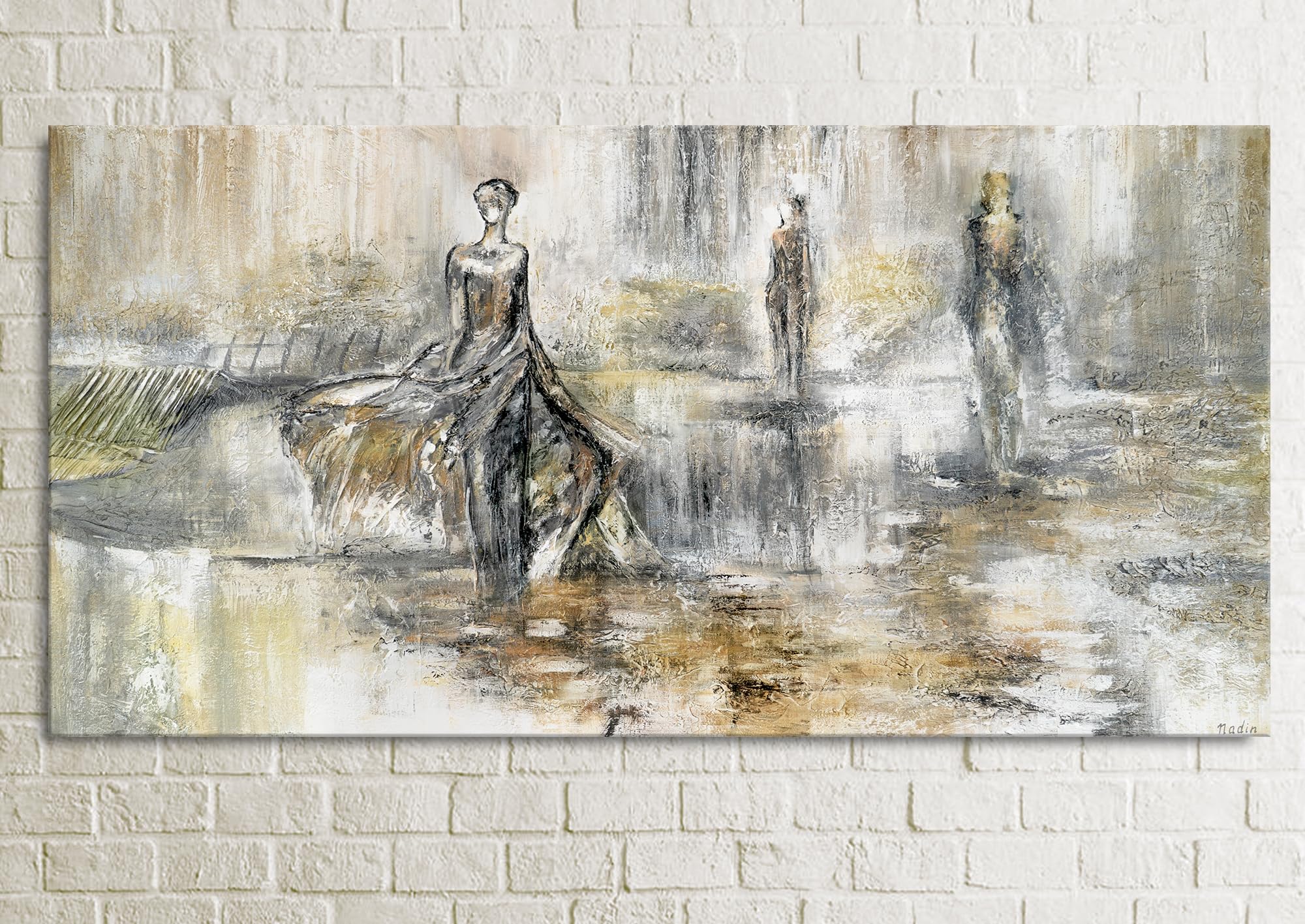YaSheng Art Ölgemälde Auf Leinwand – 60x120 Cm, Handgemalt, Abstrakt, Grau – Moderne Wanddekoration Für Wohnzimmer & Büro