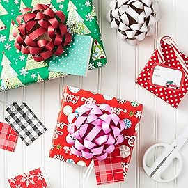 Hallmark Kraft Paper Gift Bows (5 Bows: Gold, White, Blue, Red, Pink) for Birthdays, Graduations, Baby Showers, Presents and More