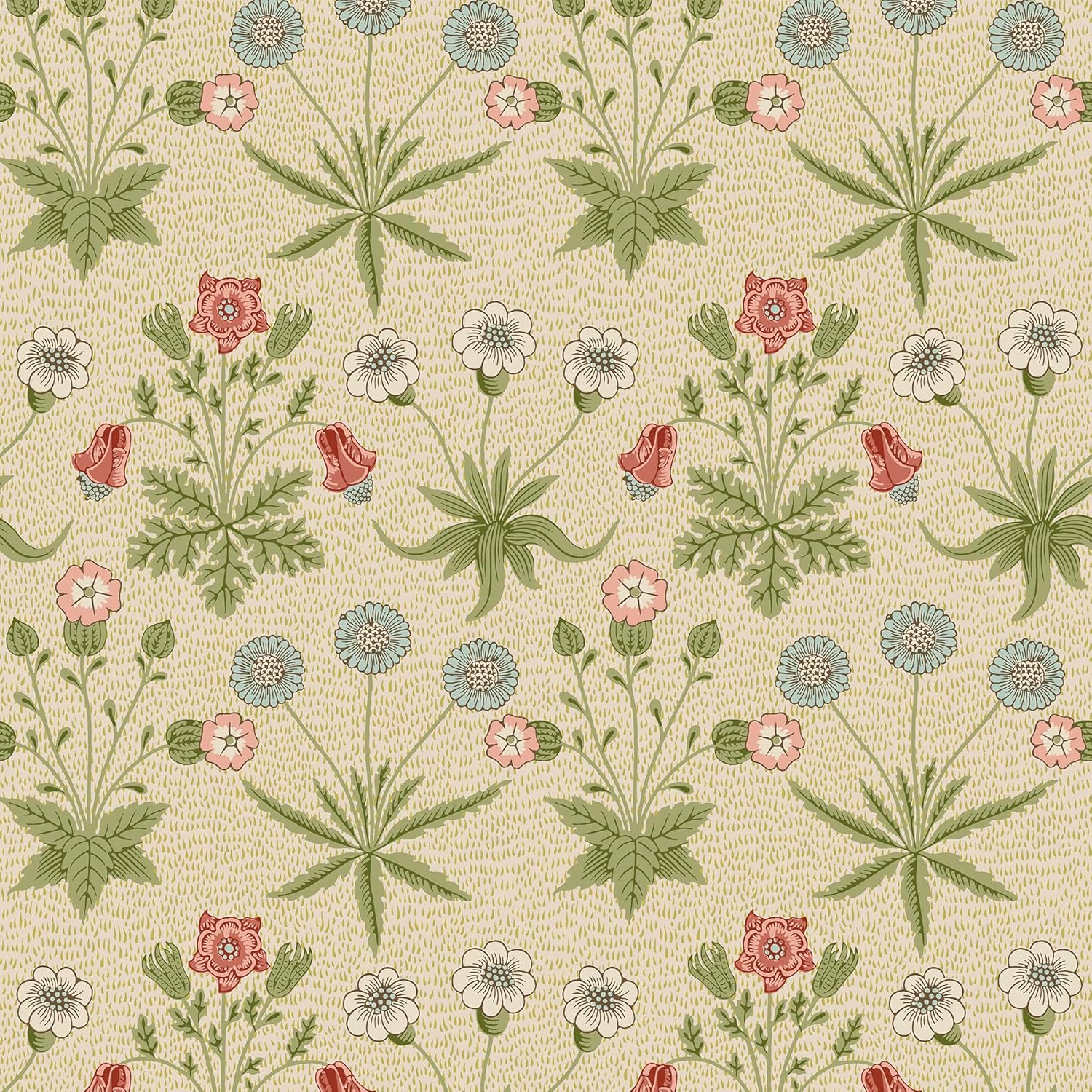 NuWallpaper x Morris & Co. Daisy Fennel and Rose Peel and Stick Wallpaper, MCS6594