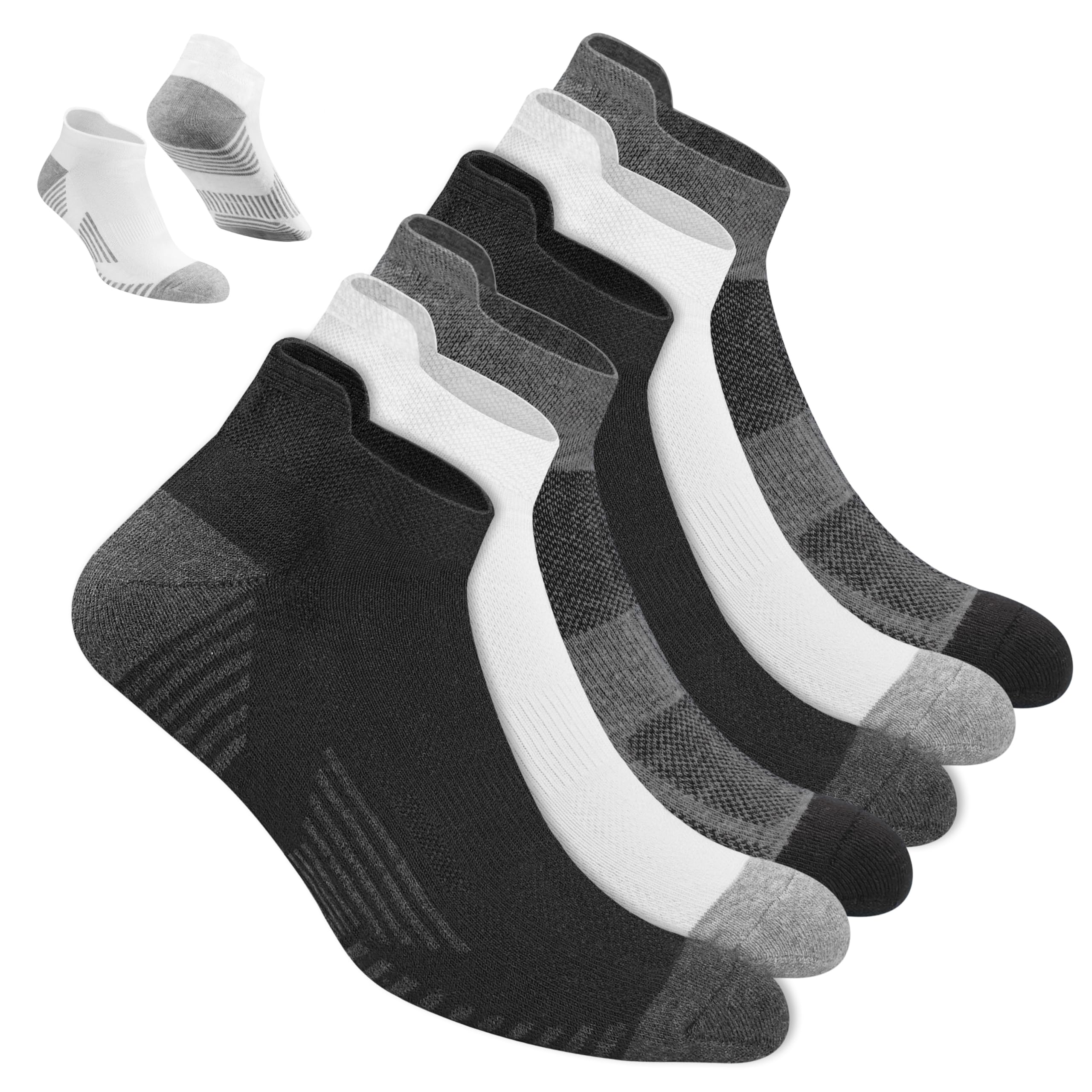 NAVYSPORT Herren Baumwolle Knöchel Sportsocken, 6er-Pack, Knöchellang (47-50, Mehrfarbig)