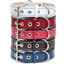 Premium Leather Collars with Stainless Steel Buckles 21"-24", Chocolate