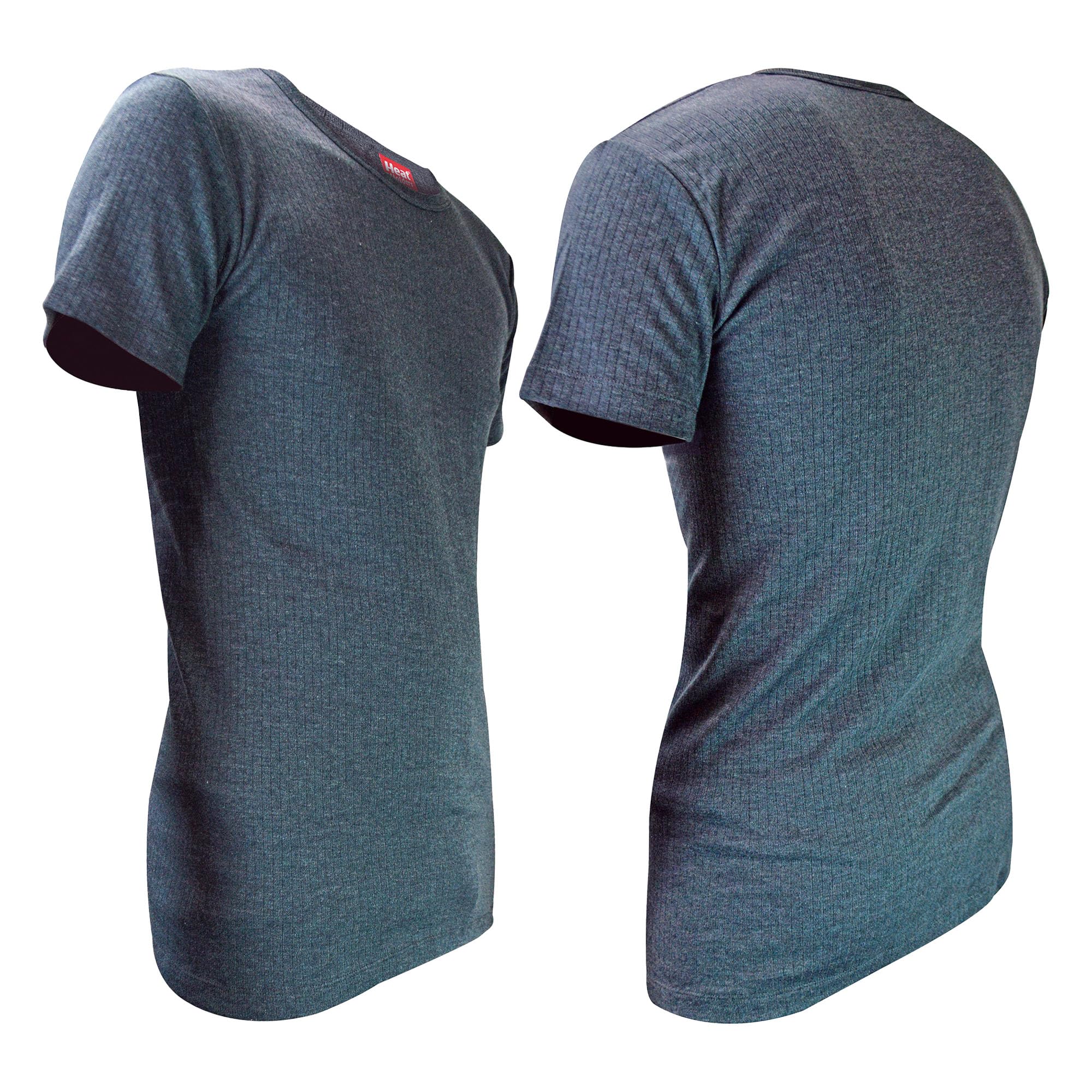 HEAT HOLDERS - 2 Pack Mens Winter Thermal Underwear Short Sleeve Top (L, Charcoal)