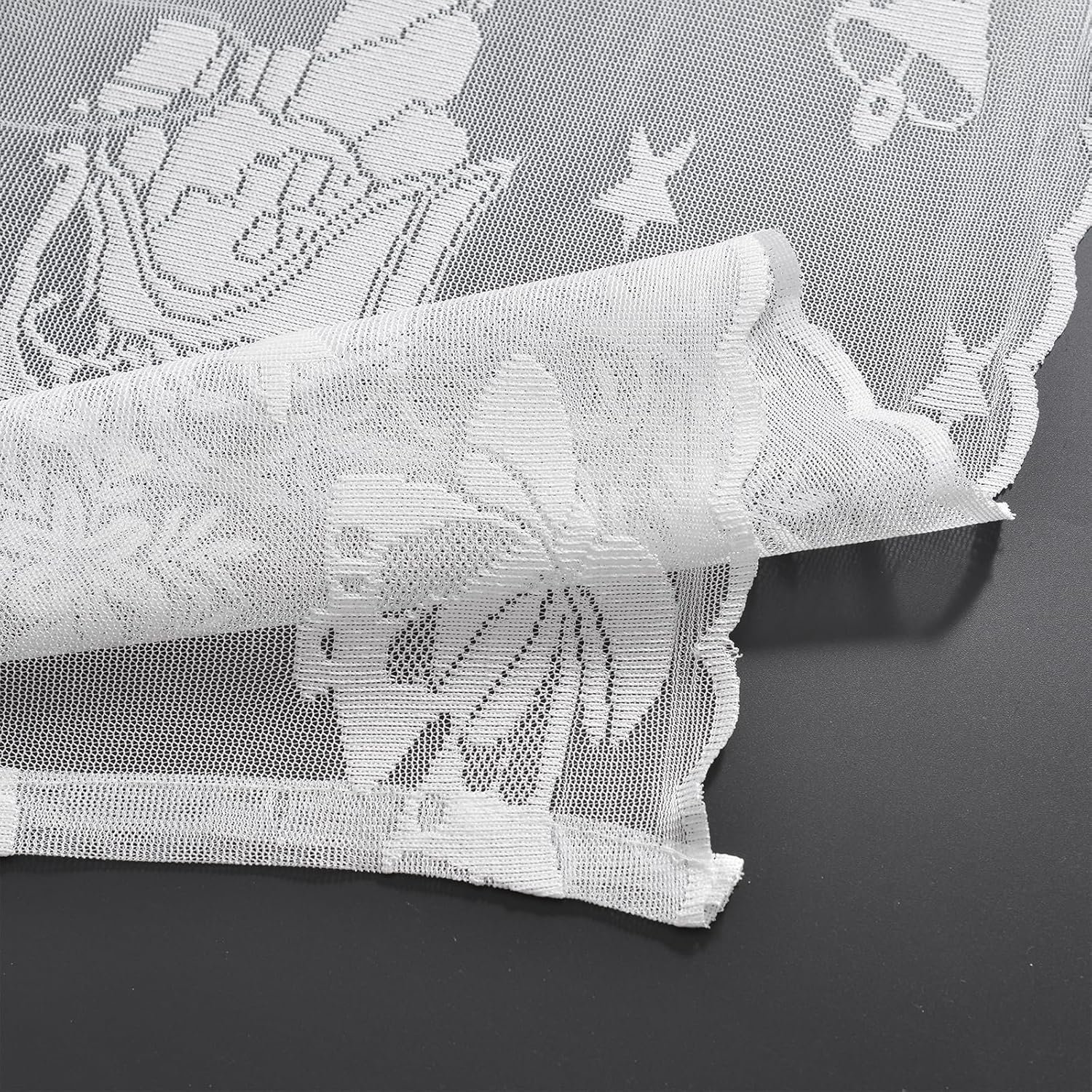 Jayla Christmas Decorations White Sheer Lace Curtains for Bedroom Voile Trees Snowflakes Embroidery with Scalloped Edges Knitted Lace Curtains for Living Room Rod Pocket 2 Panels 52 W x 96 L