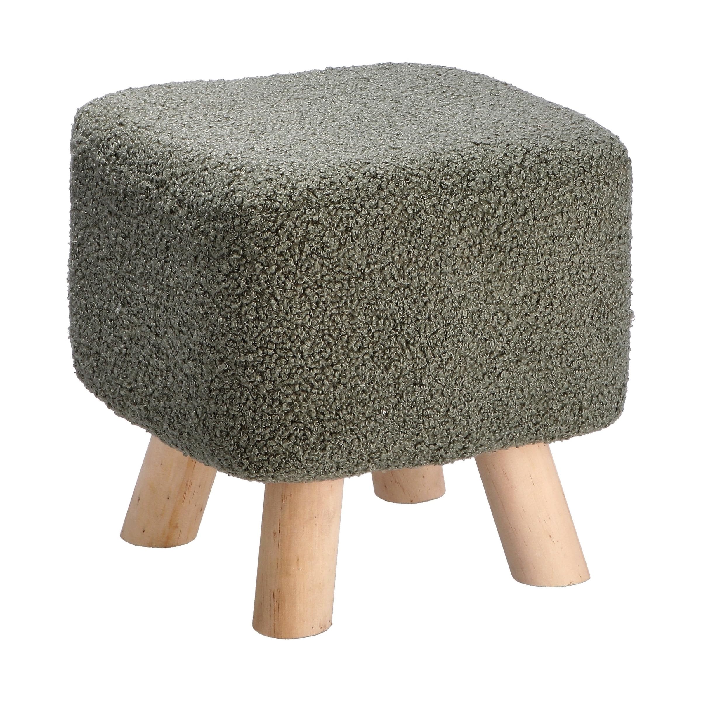 Totò Piccinni Pouf Sgabello poggiapiedi con gambe in legno (Velluto Grigio, Quadrato h 27,5)