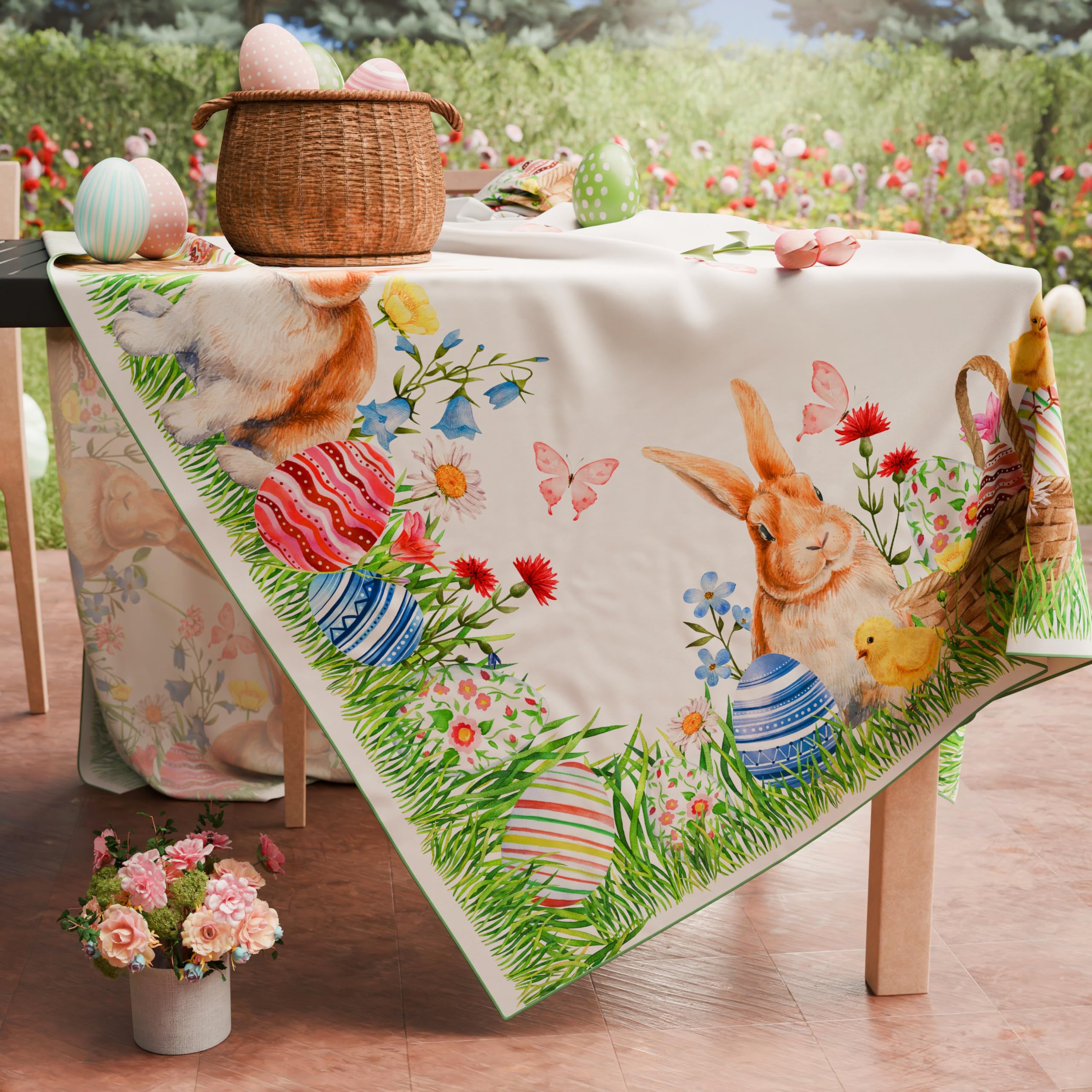 Arquiel tafelkleed met wilde bloemen, afwasbaar rechthoekig tafelkleed, lente, Frans tafelkleed voor huis, keuken, eetkamer, feestdecoratie (140 x 180