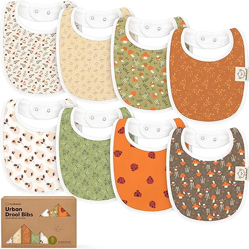 Miniatura 36 de Paquete de 8 baberos orgánicos para bebés niños, niñas - baberos de algodón suave para babear y dentición para bebé niña y niño, extra absorbentes,