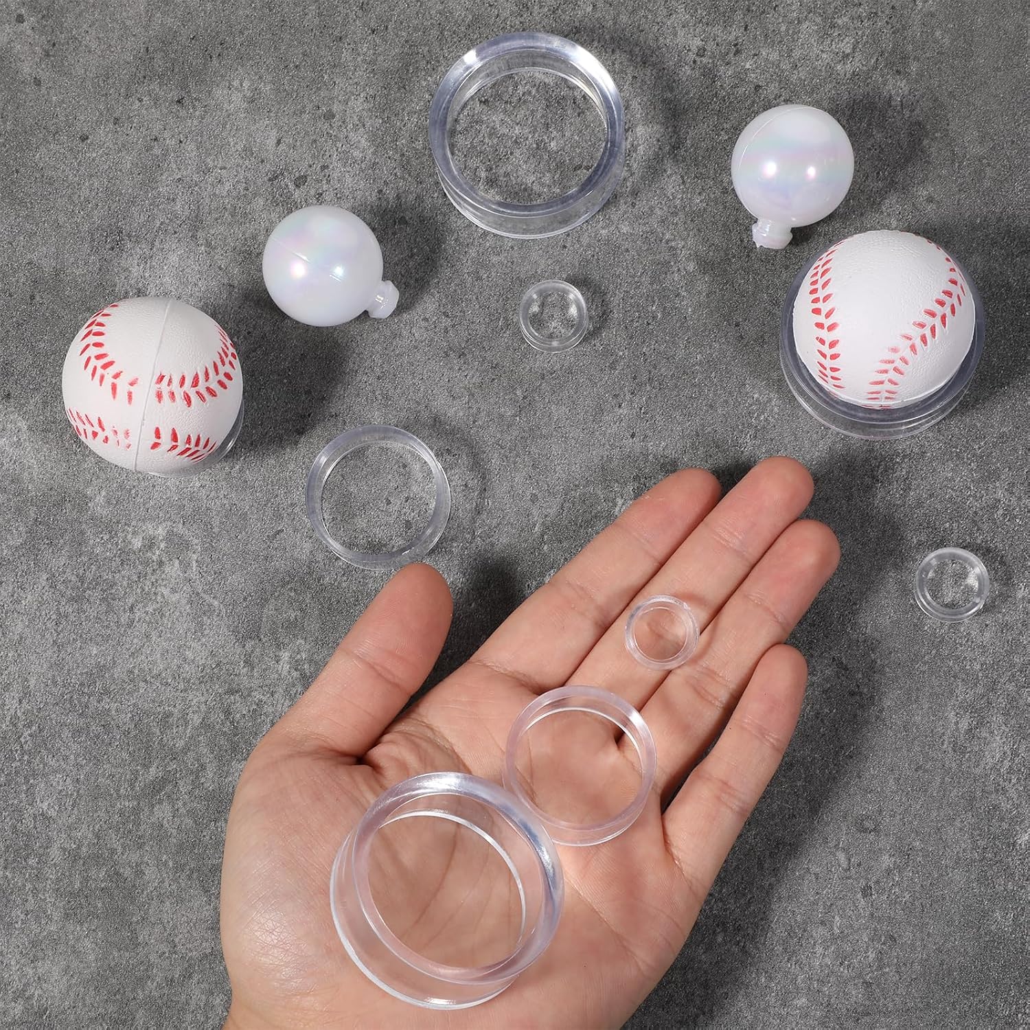 ElevateTech 15 Pcs Clear Sphere Display Stand, Plastic Sphere Stands Ball Stand Holder Rings Acrylic Clear Small, Medium, Large Round Baseball Ring Stands for Decorative Eggs Crystal Balls - 3 Sizes