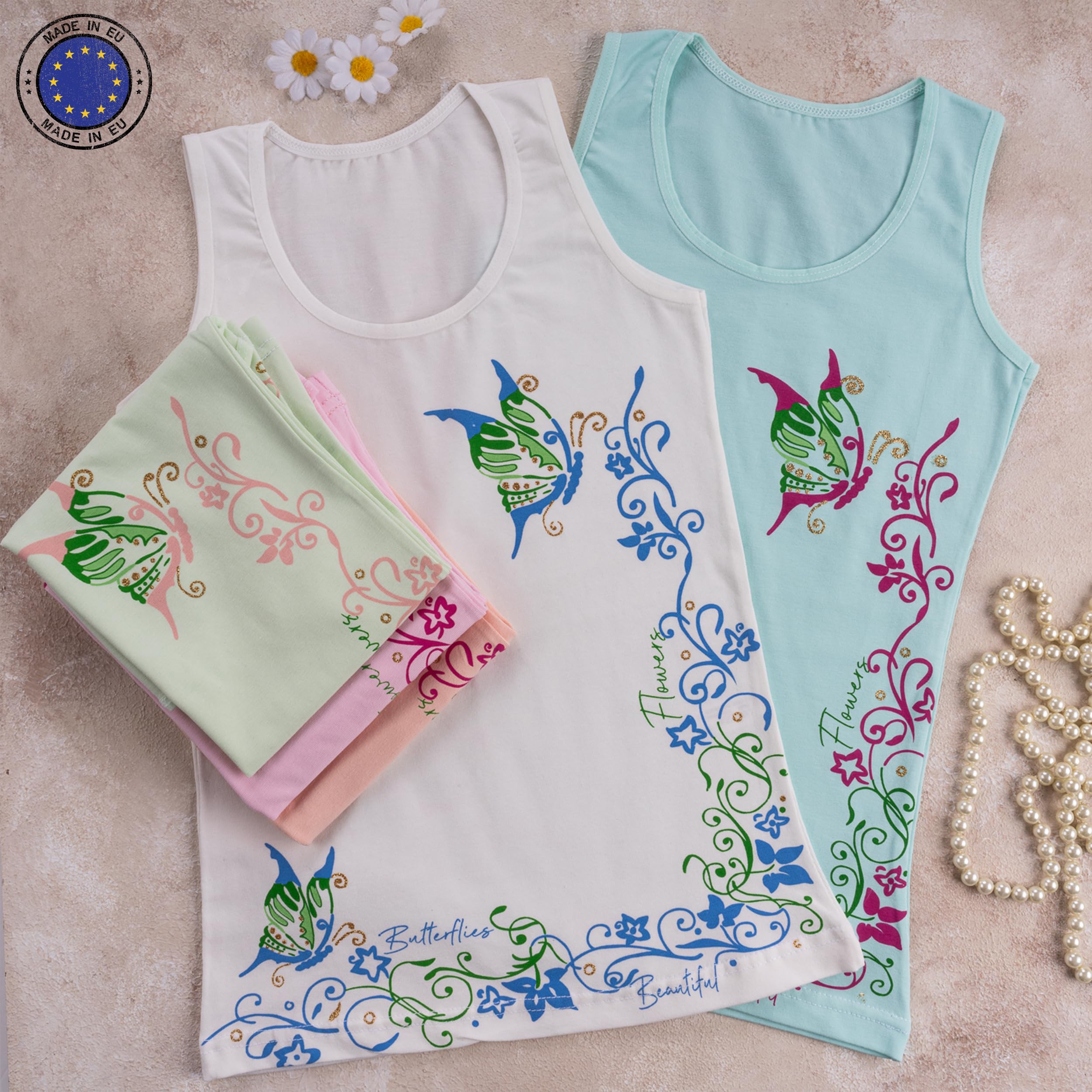 LOREZA® 5 Filles Maillot de Corps en Coton Débardeur Enfants sous-vêtements 2-15 Ans