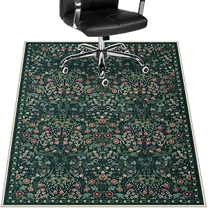 Anidaroel Floral Office Chair Mat for Hardwood Floor 36x48 Desk Chair Mat for Hard Floors Under Desk Rug