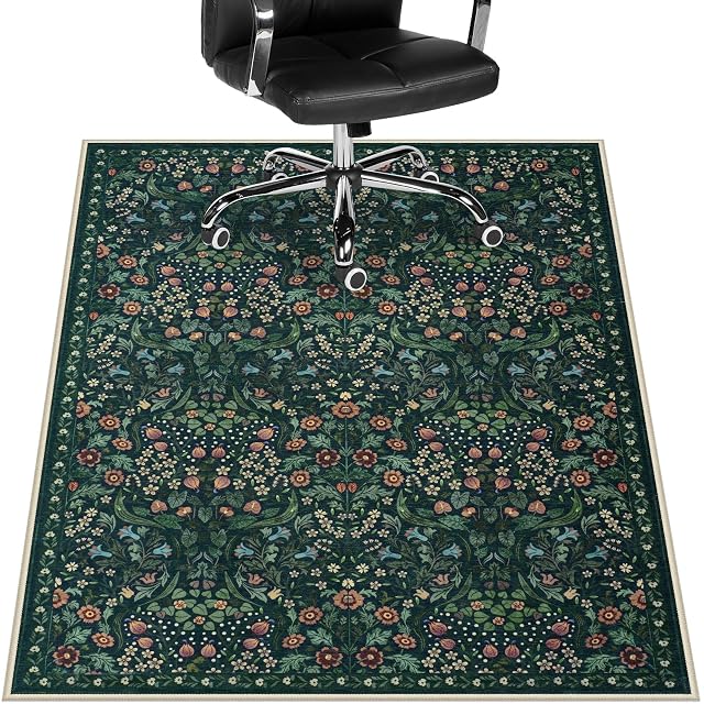 Anidaroel Floral Office Chair Mat for Hardwood Floor 36x48 Desk Chair Mat for Hard Floors Under Desk Rug