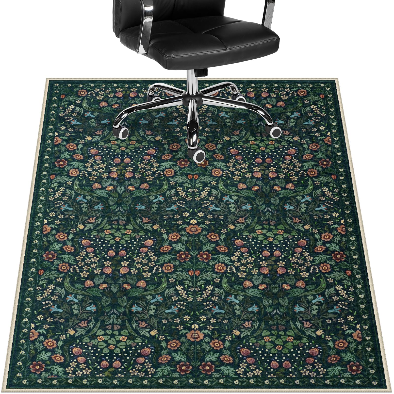 Anidaroel Floral Office Chair Mat for Hardwood Floor, 36"x48" Desk Chair Mat for Hard Floors, Under Desk Rug for Rolling Chair, Anti-Slip Computer
