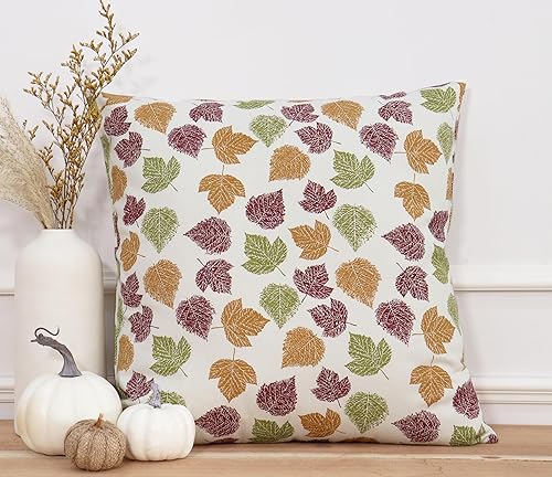 Miniatura 3 de PurpleEssences Decoraciones de otoño, fundas de almohada para porche al aire libre, hojas de arce, fundas de cojín de 18 x 18 pulgadas, juego de 2