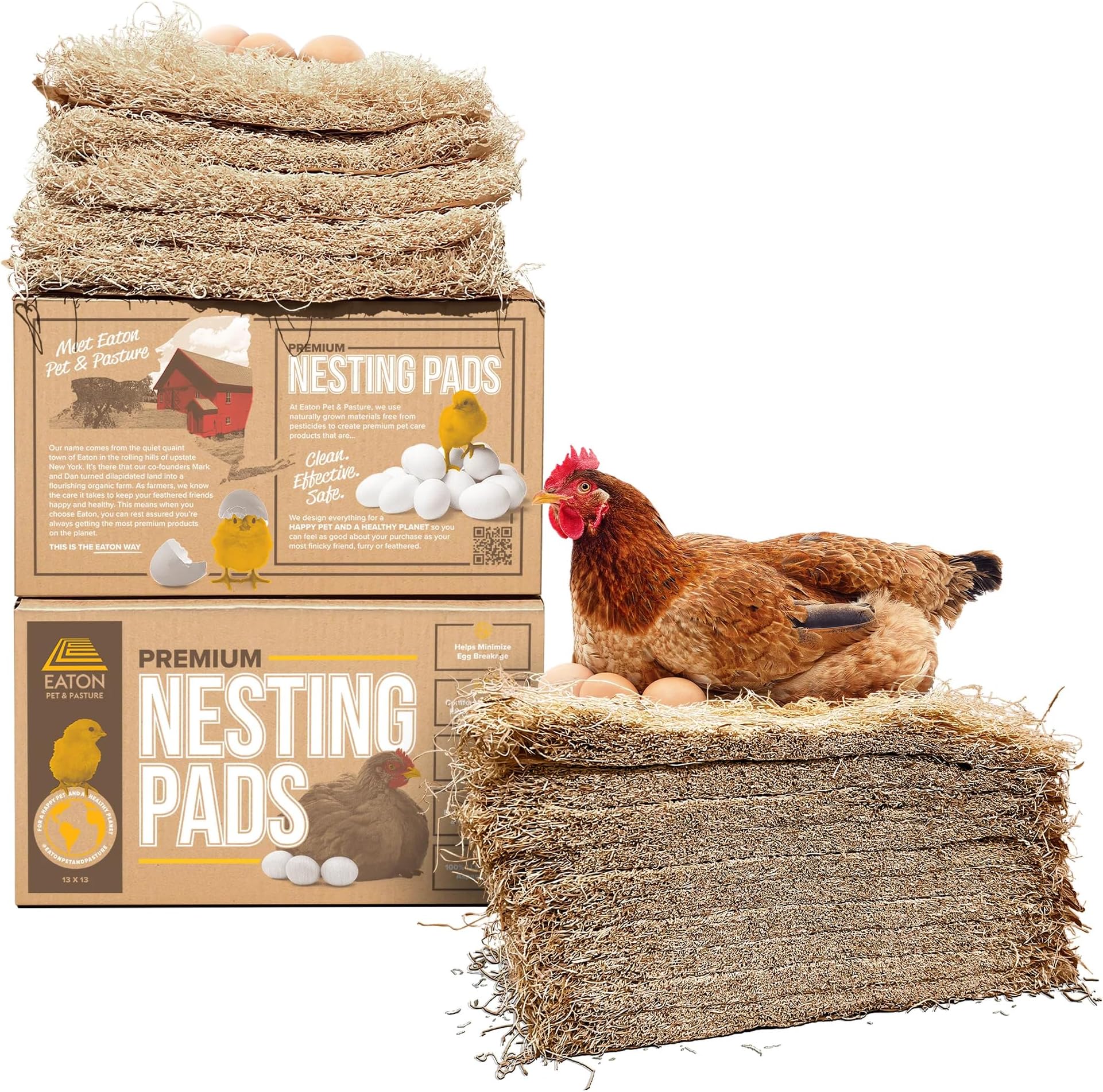 Eaton Pet and Pasture Nesting Pads for Laying Hens, 13" x 13", 10 Pack