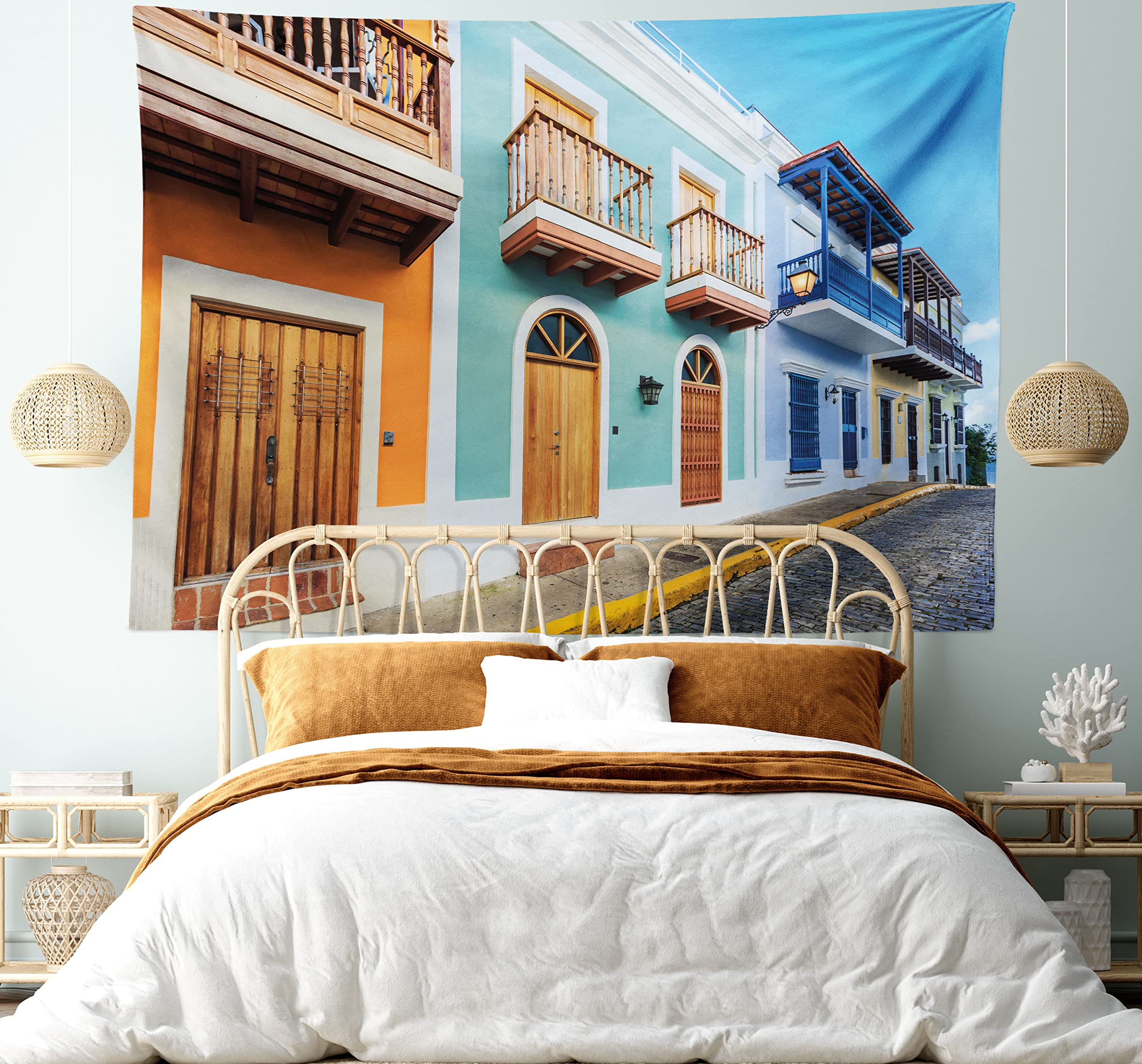 Amazon.com: Ambesonne Puerto Rico Tapestry, Street in Old