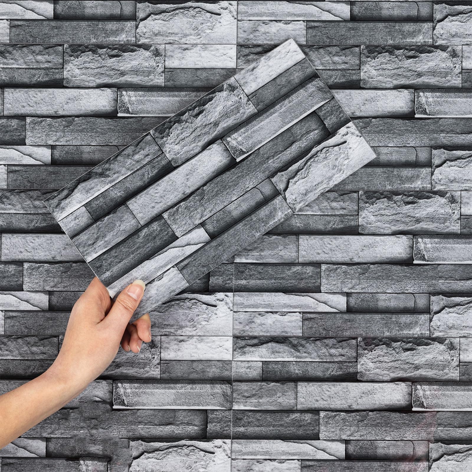 Hode Adesivi per piastrelle da cucina, bagno, 15 x 30, piastrelle autoadesive, per piastrelle, effetto piastrelle, 24 pezzi, colore grigio scuro