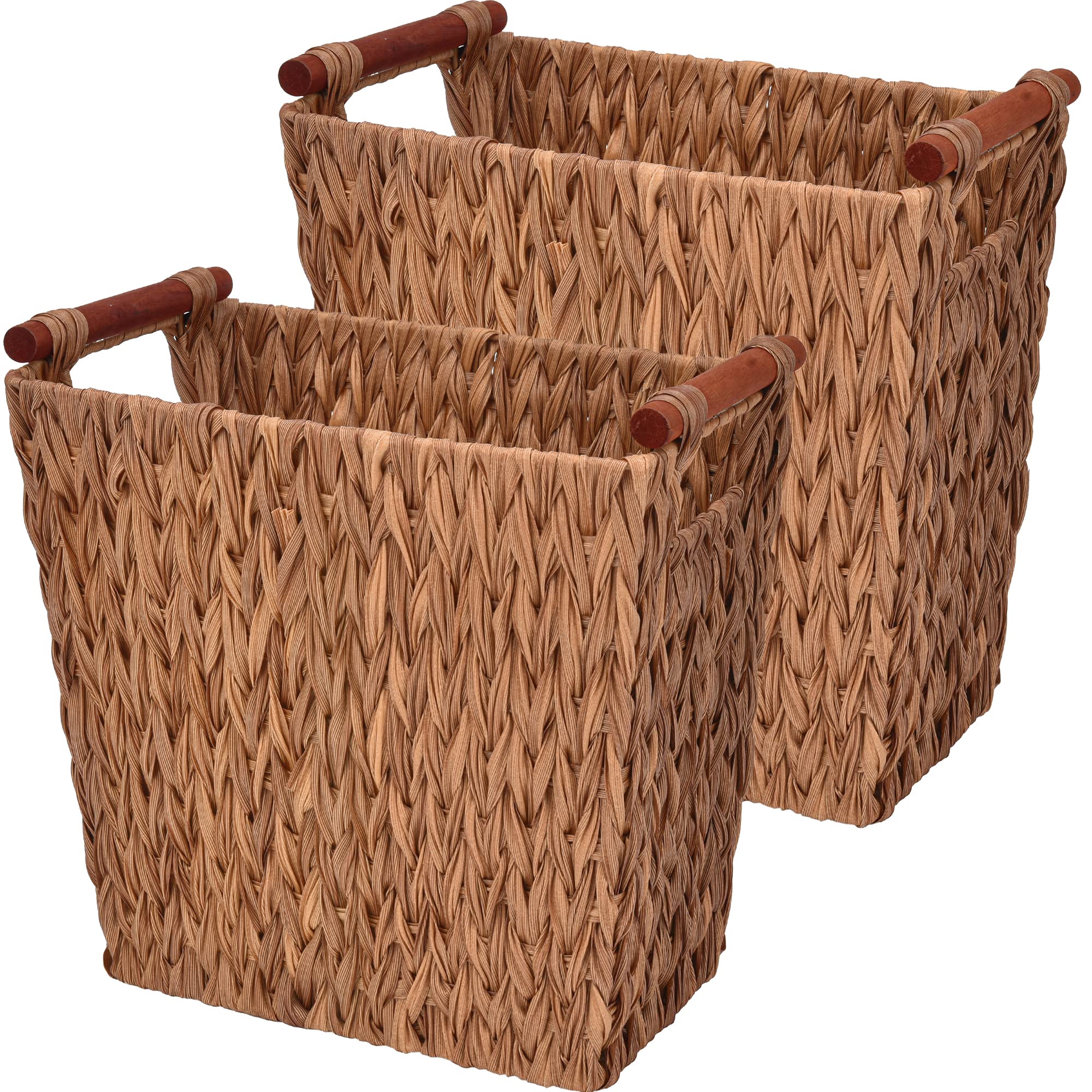GRANNY SAYS Bathroom Wastebasket, Caramel Orange Woven Trash Can with