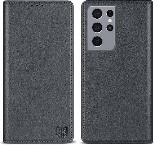 Miniatura 19 de ZZXX Funda tipo cartera para Samsung Galaxy S21 con bloqueo RFID, soporte de ranura para tarjetas, funda protectora de cuero magnético fuerte