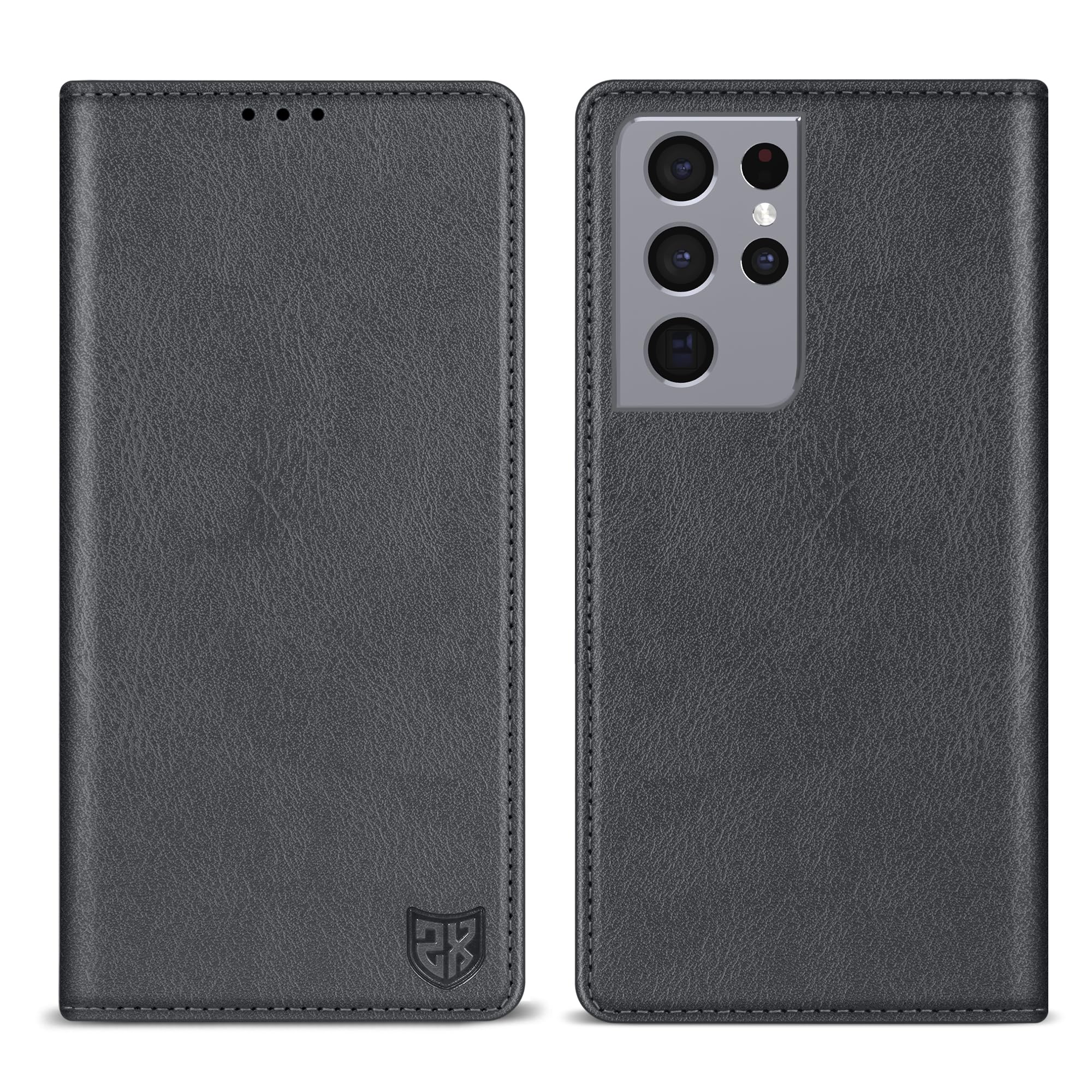 ZZXX for Galaxy S21 Ultra Wallet Case Strong Magnetic 6.8 inch,Grey