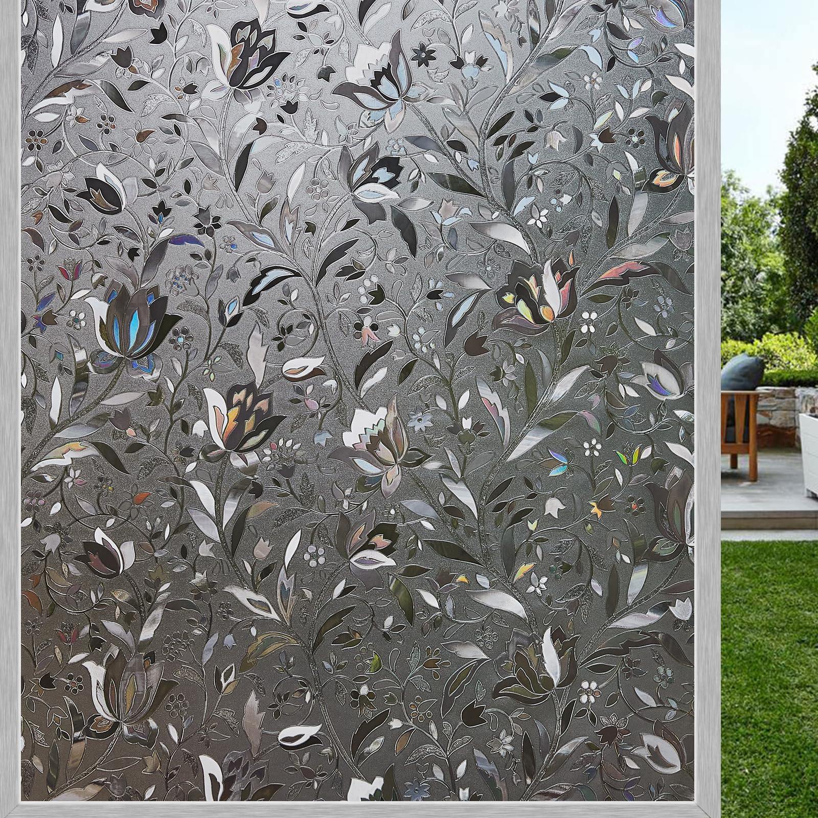 LEMON CLOUD Window Film, Decorative Window Privacy Film, Window Film Privacy Static Cling Frosted, Anti-UV Sun Blocker Heat Control for Home(Grayish