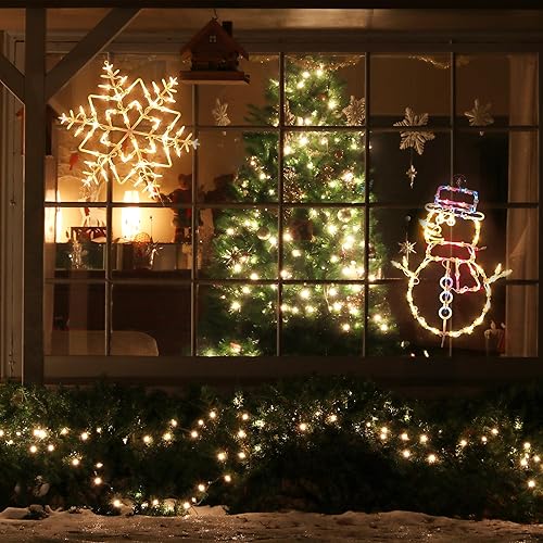 Miniatura 5 de UBTKEY Decoraciones navideñas iluminadas, paquete de 2 luces de silueta de ventana de 16 pulgadas enchufables para Navidad, decoración de pared