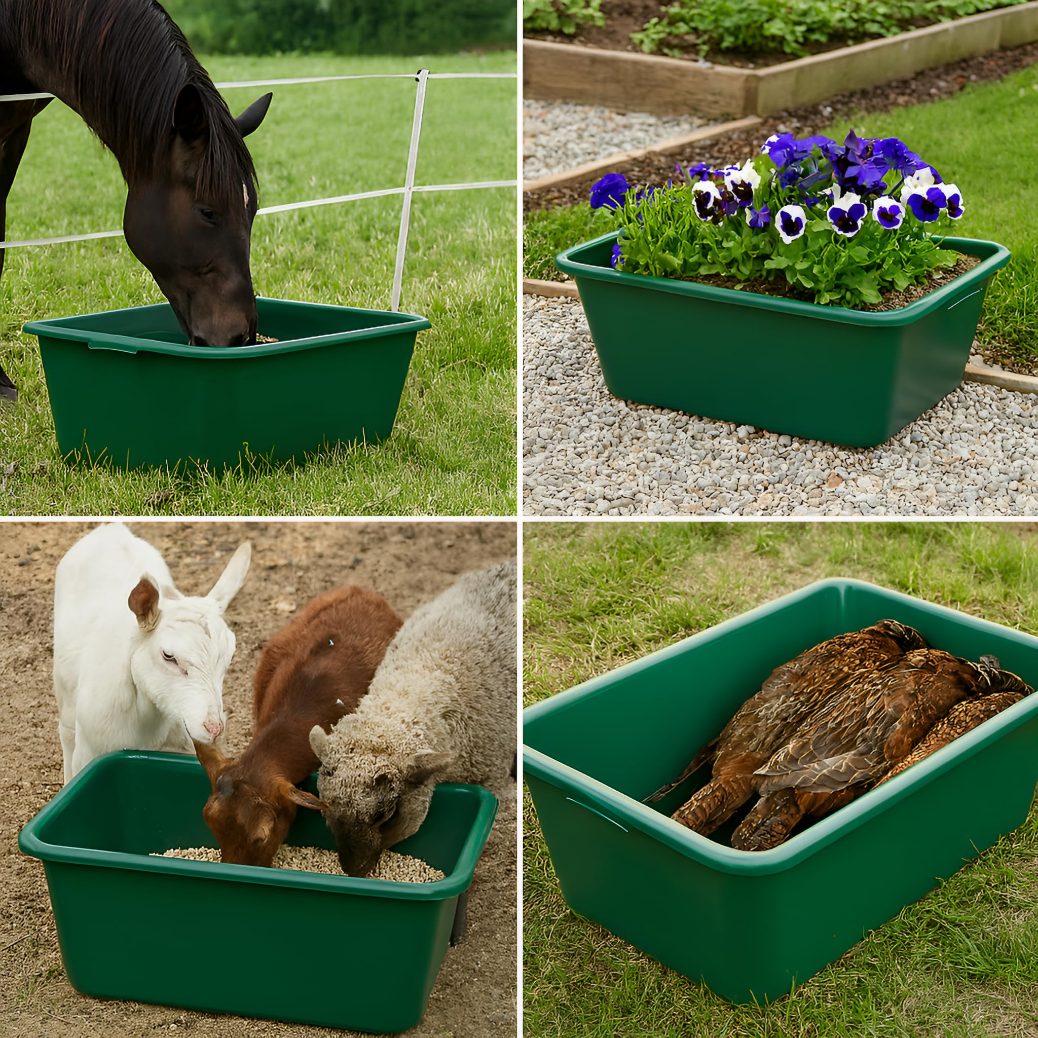 BURI Bac à nourriture 65 l - Vert - 71 x 46 cm - Convient à un usage alimentaire | BURI, Bac à eau, bac à sauvage, abreuvoir pour chevaux, bac en plastique de qualité alimentaire