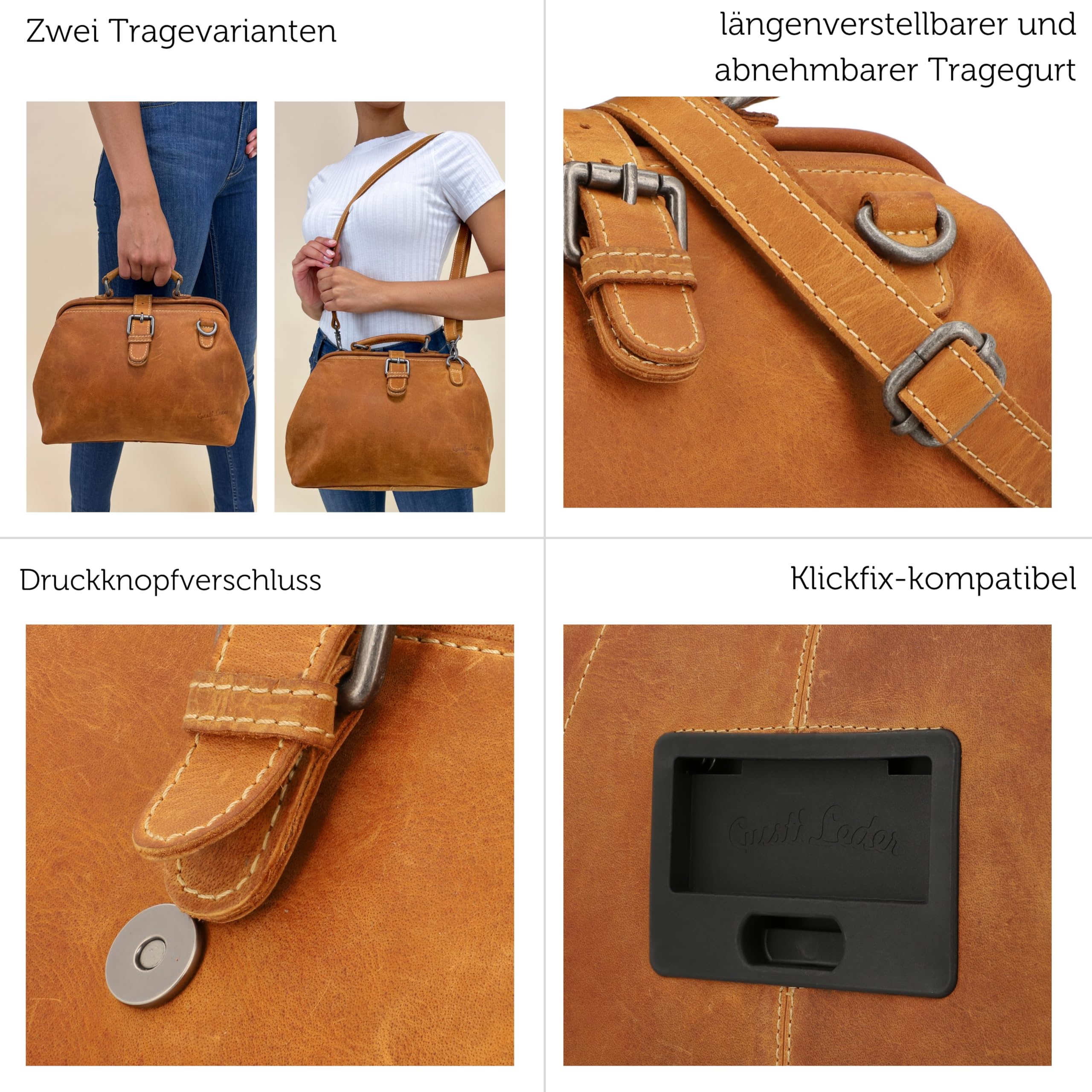 Gusti Lenkertasche Leder- Tillie A. Lenkertasche inkl. Platte Umhängetasche Fahrradtasche Ledertasche Vintage Leder Braun