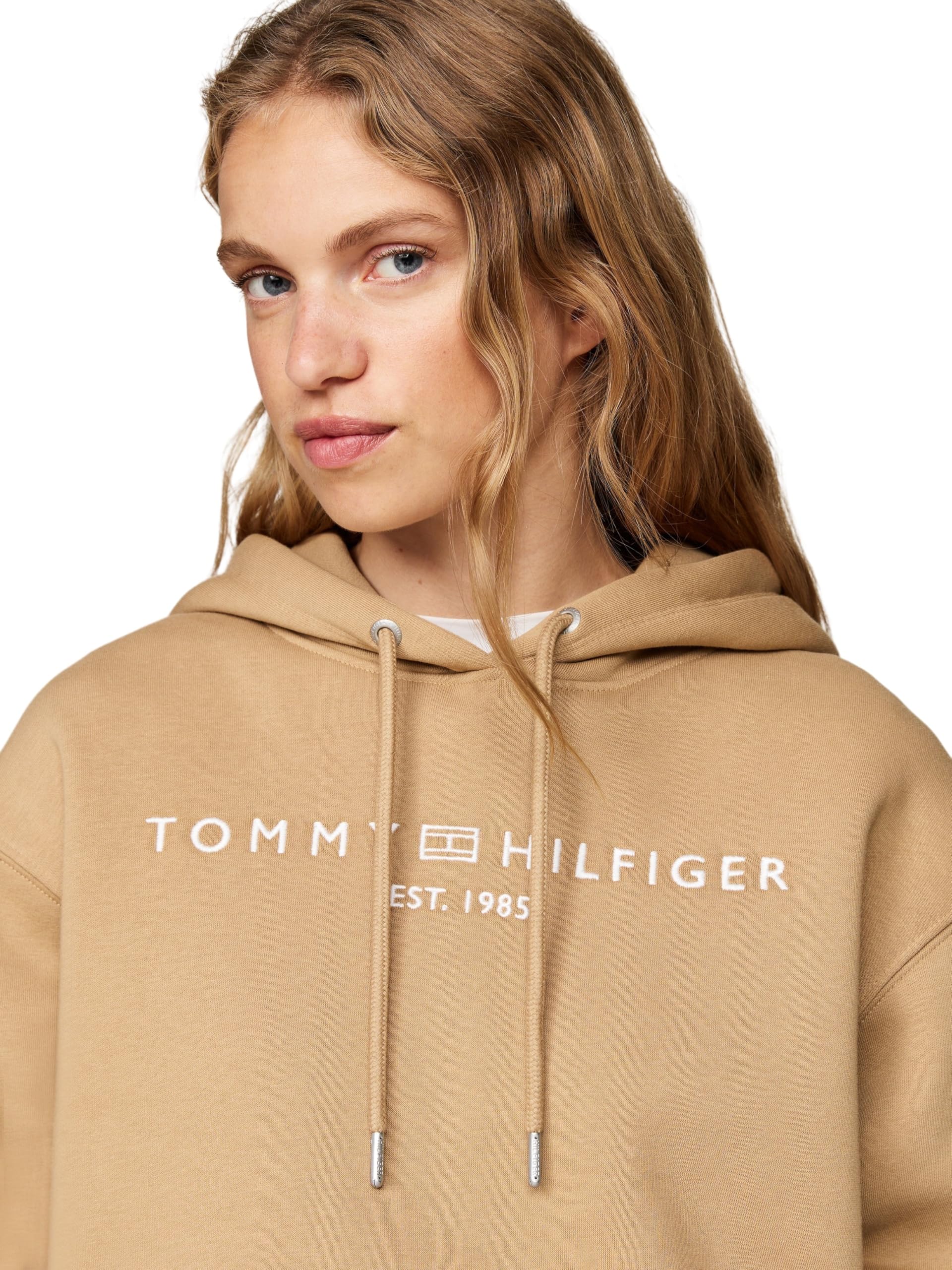 Tommy Hilfiger Donna Felpa con Cappuccio con Logo