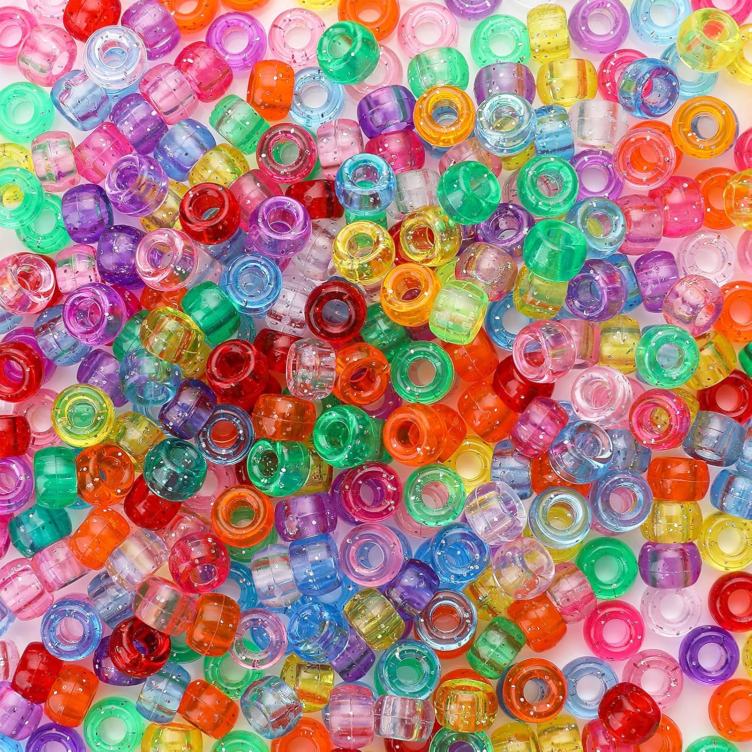 SOFPLATE 500 Stück Lila Pony Perlen 6x9mm - Glitzer Perlen Für Schmuck Basteln