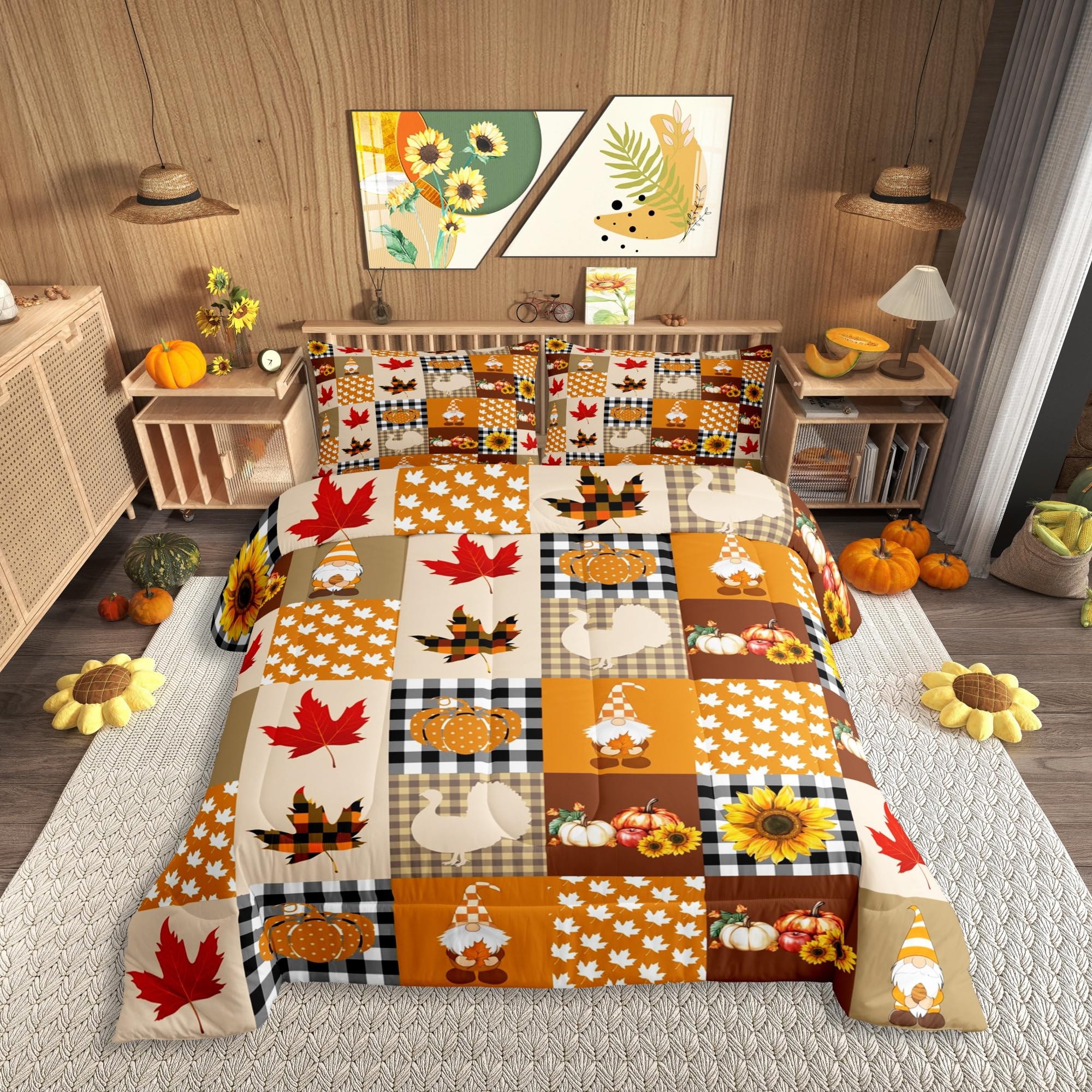 Parure de lit microfibres super douce grand lit avec motif tournesol vintage de decoration