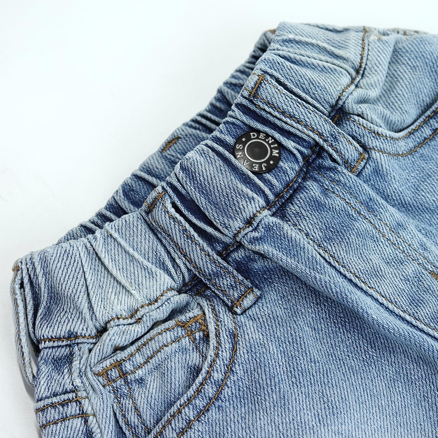 KIDSCOOL SPACE Jean pour bébé, Pantalon en Denim déchiré à Taille élastique avec Anneau en D