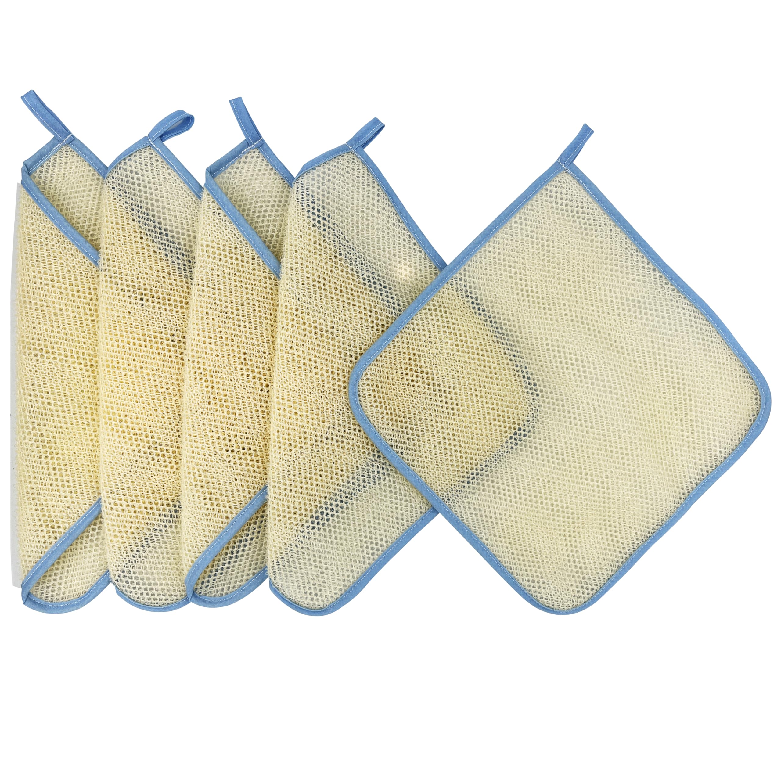 5 Pack Double Layer Home Spa Bath Shower Exfoliate Exfoliating Massage Body Skin Care Scrub Scrubber Washcloth Wash Cloths Towel Exfoliator Smoother