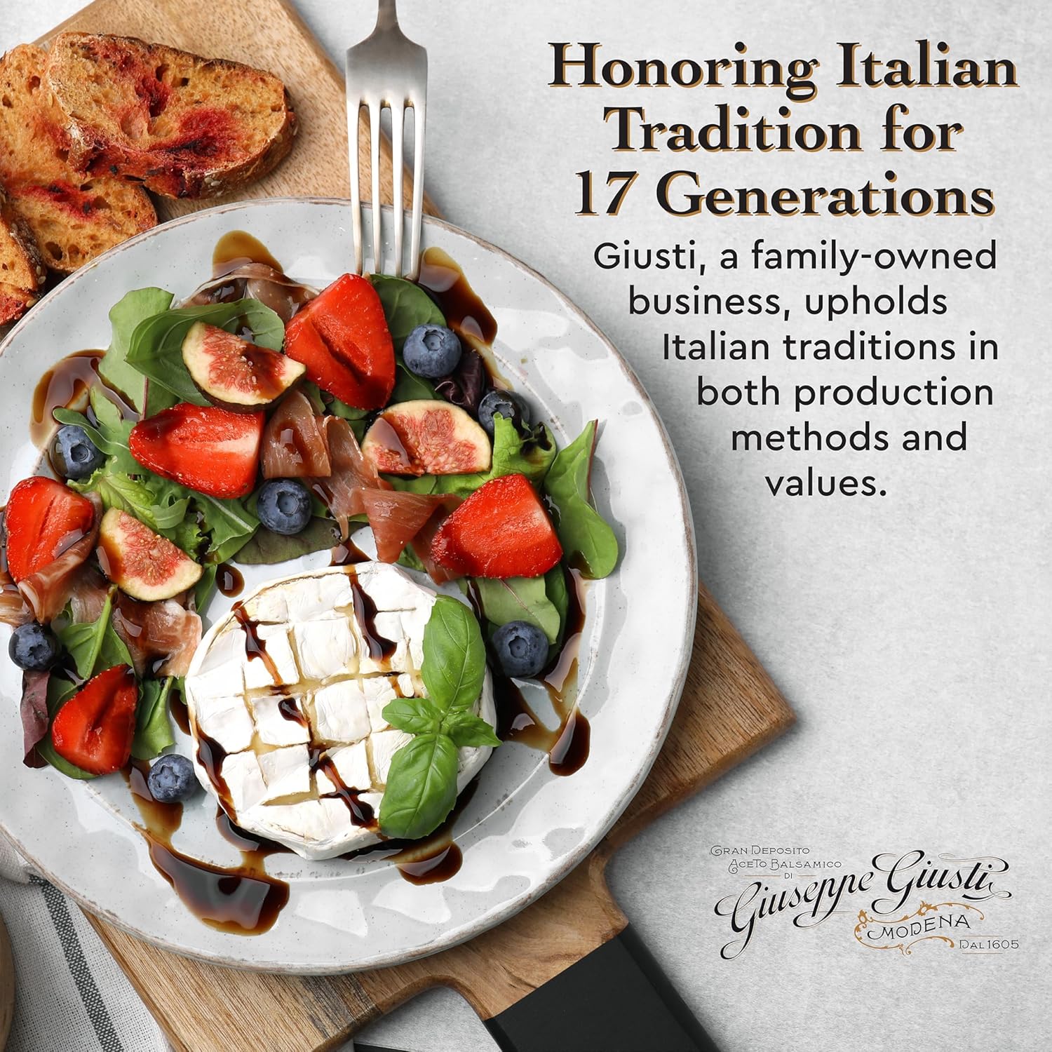 Giusti Organic Balsamic Vinegar of Modena IGP – Matured & Balanced Authentic Italian Aceto Balsamico di Modena IGP, 1 Silver Medal, Made in Italy – 8.45 fl oz (250 ml) - Pack of 1