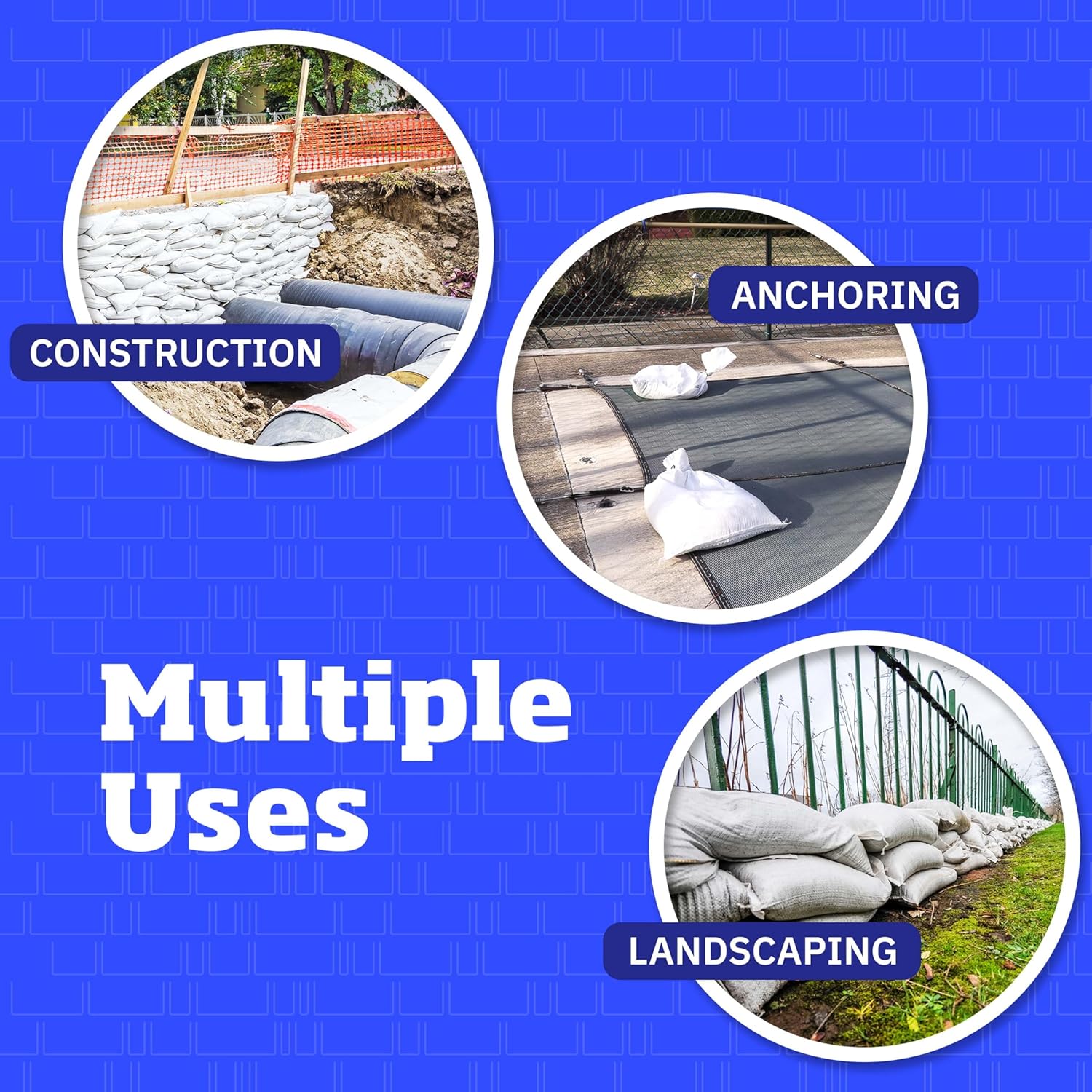 DURASACK Heavy Duty Sand Bags with Tie Strings Empty Woven Polypropylene Sand-Bags for Flood Control with 1600 Hours of UV Protection, 50 lbs Capacity, 14x26 inches, White, Pack of 100