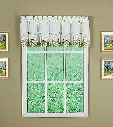 Vista 126 de Today's Curtain Verona - Persiana bordada inversa, 63 pulgadas, color crudo/antiguo