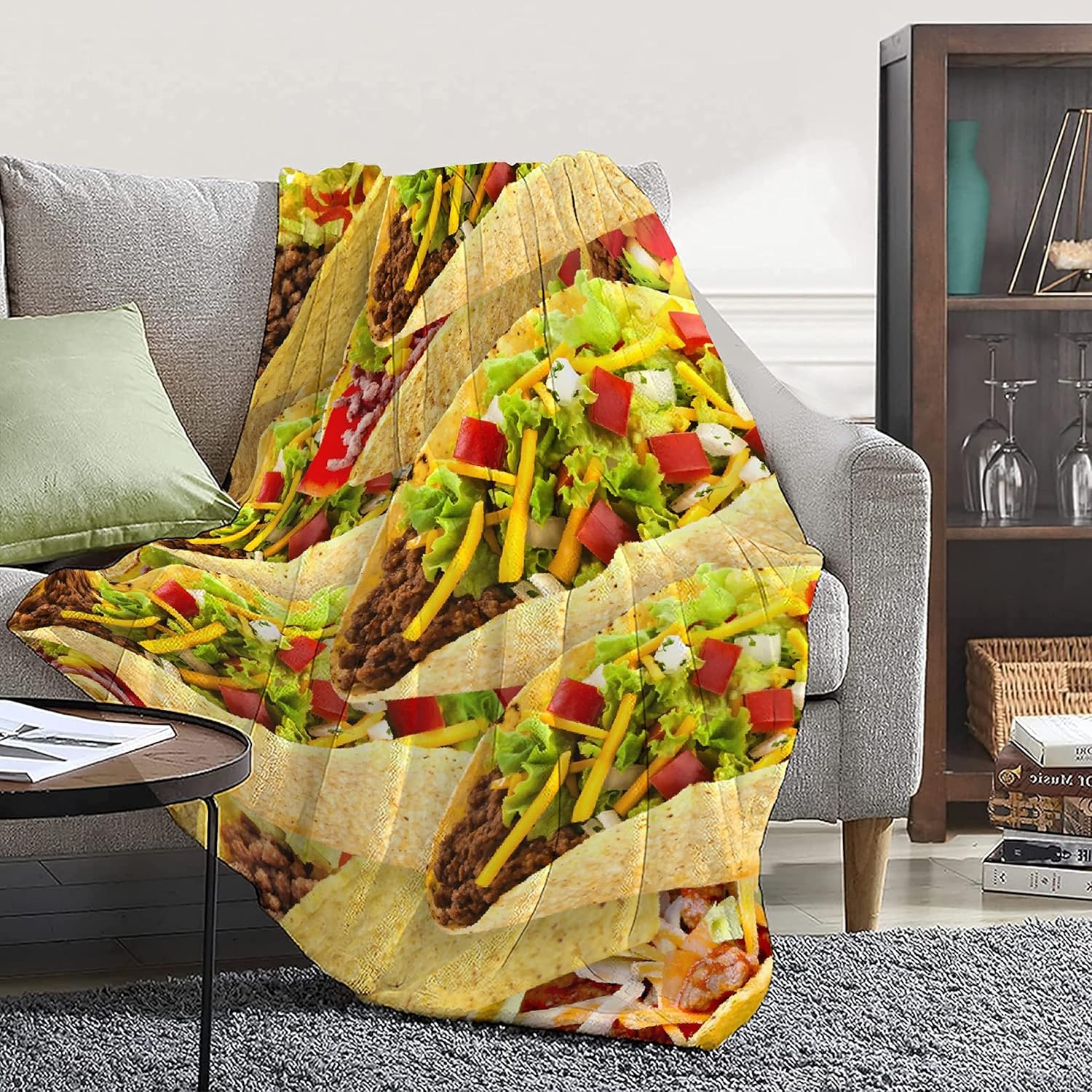Taco Blanket Food Throws Funny Gift for Kids Girl Boys Lightweight Fleece Throw Novelty Realistic Super Soft Comfy Gifts for Teens Women Men Flannel Bedding Sheet Blankets for Couch Sofa,50"x40"