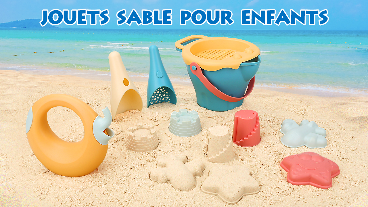 Kit De Jouets De Plage En Silicone Alimentaire - 6 Pièces + Sac Filet - Pour Sable, Neige, Bain - Enfants 3 Ans Et Plus