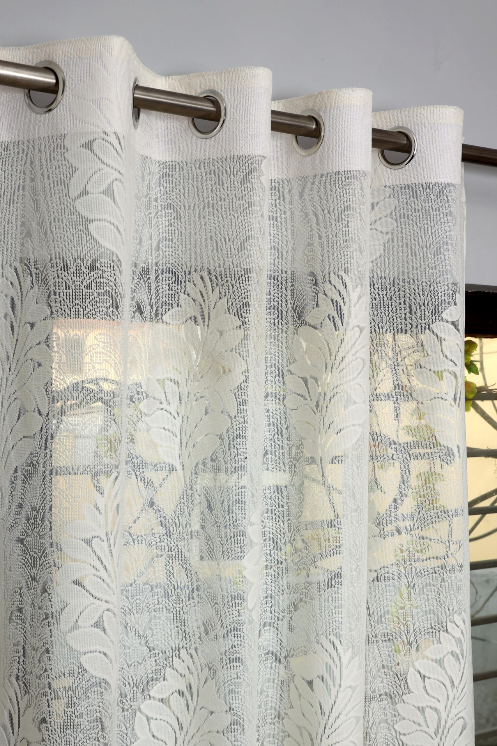 Homefab India 9Ft Grommet Curtains Long Door Curtain Set of 1|Heavy Tissue Net Floral Transparent Sheer Parda for Home Living/Drawing and Bedroom, 9X4 Feet, Cream Net Curtains, Pack of 1 Pc (B0CTF3M46Q) Amazon Price History, Amazon Price Tracker
