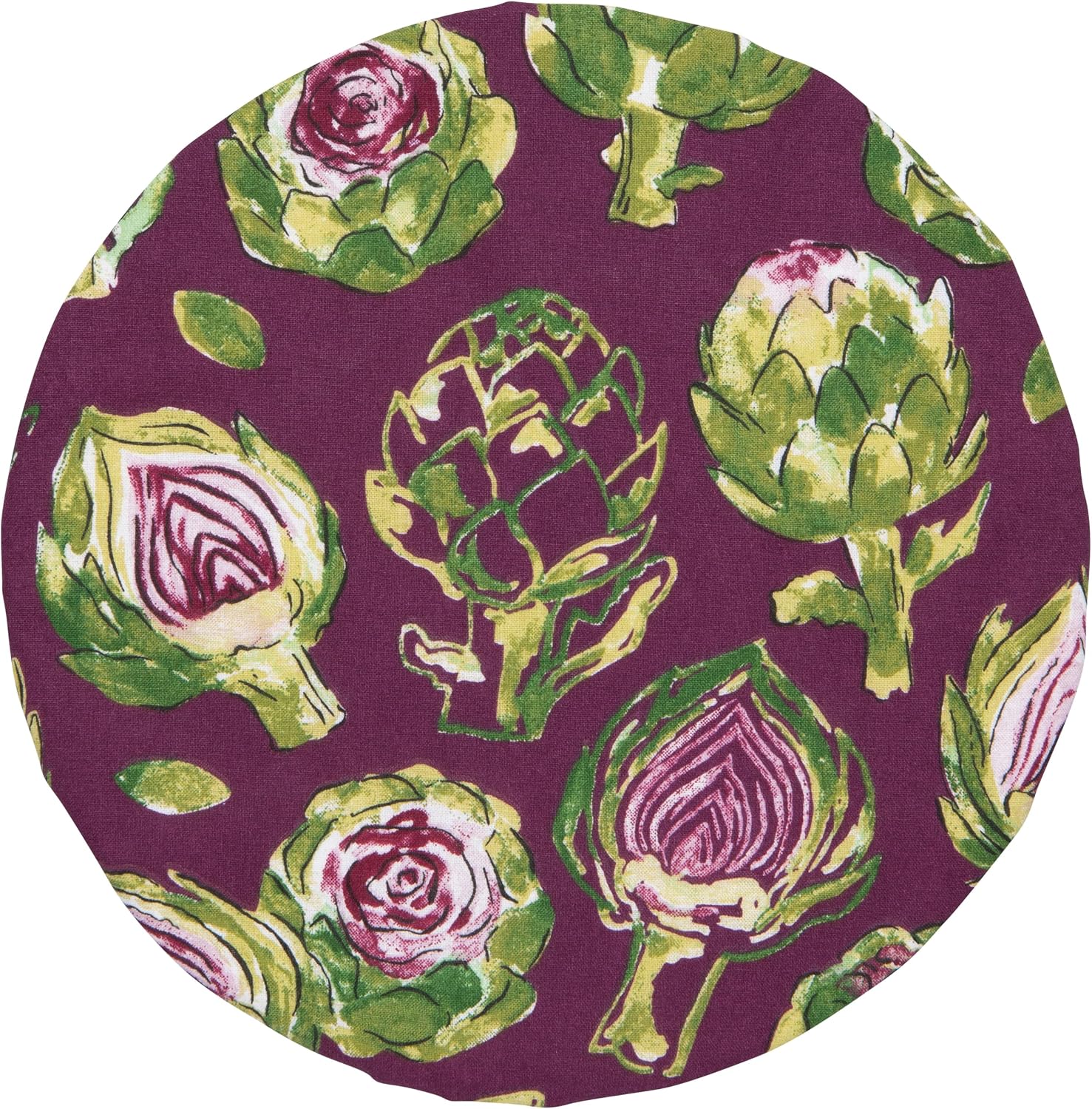 Now Designs Artichoke Collection Bowl Covers Set of 2, Reusable Cotton with Moisture-Locking Lining, DIA7.5in/DIA9.25in, Machine Washable, Purple/Green
