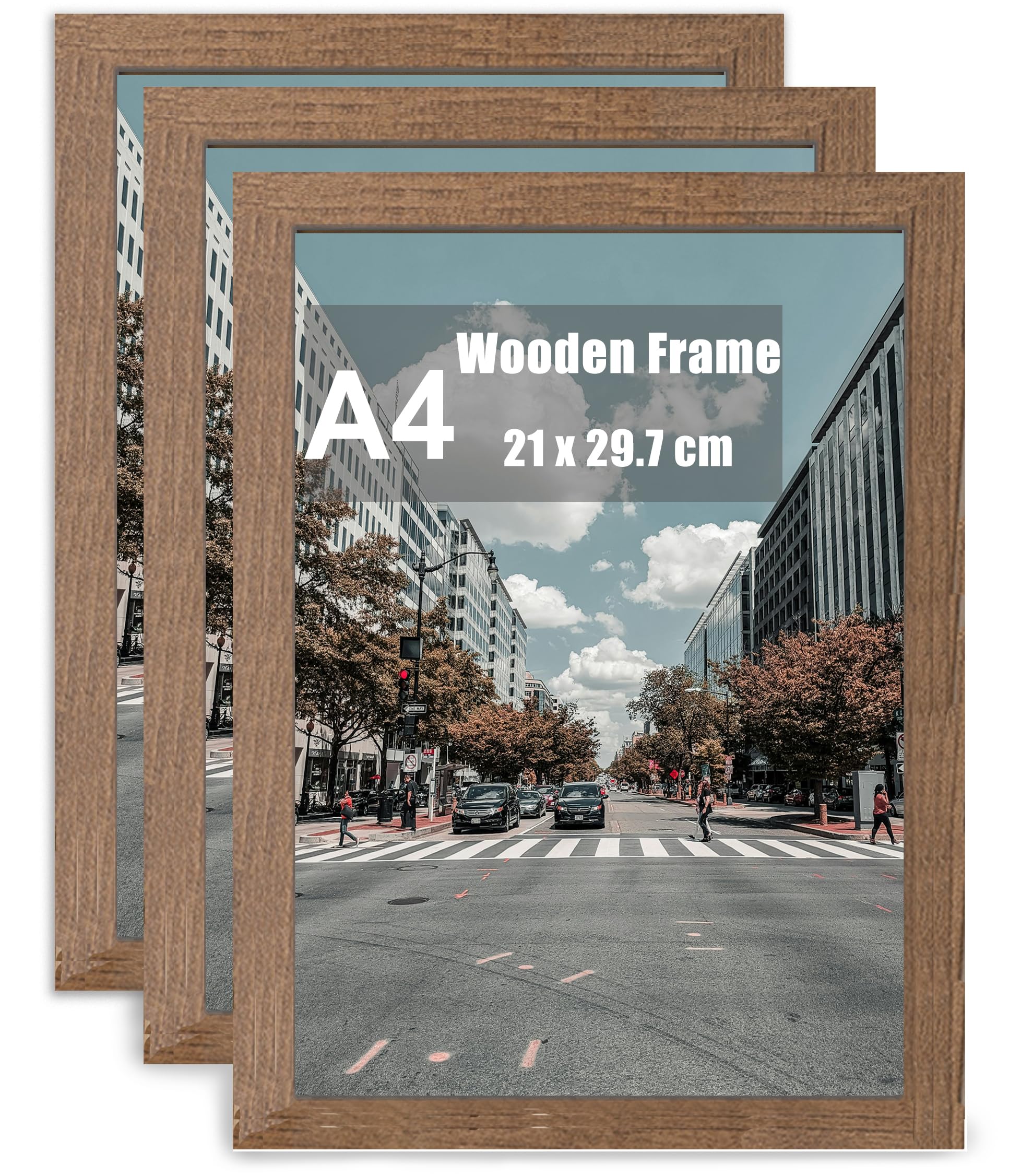 A4 Picture Frame, Wooden Photo Framewith Mount, Set of 3, A4 Picture Frame, A4 Poster Frame, certificate frame